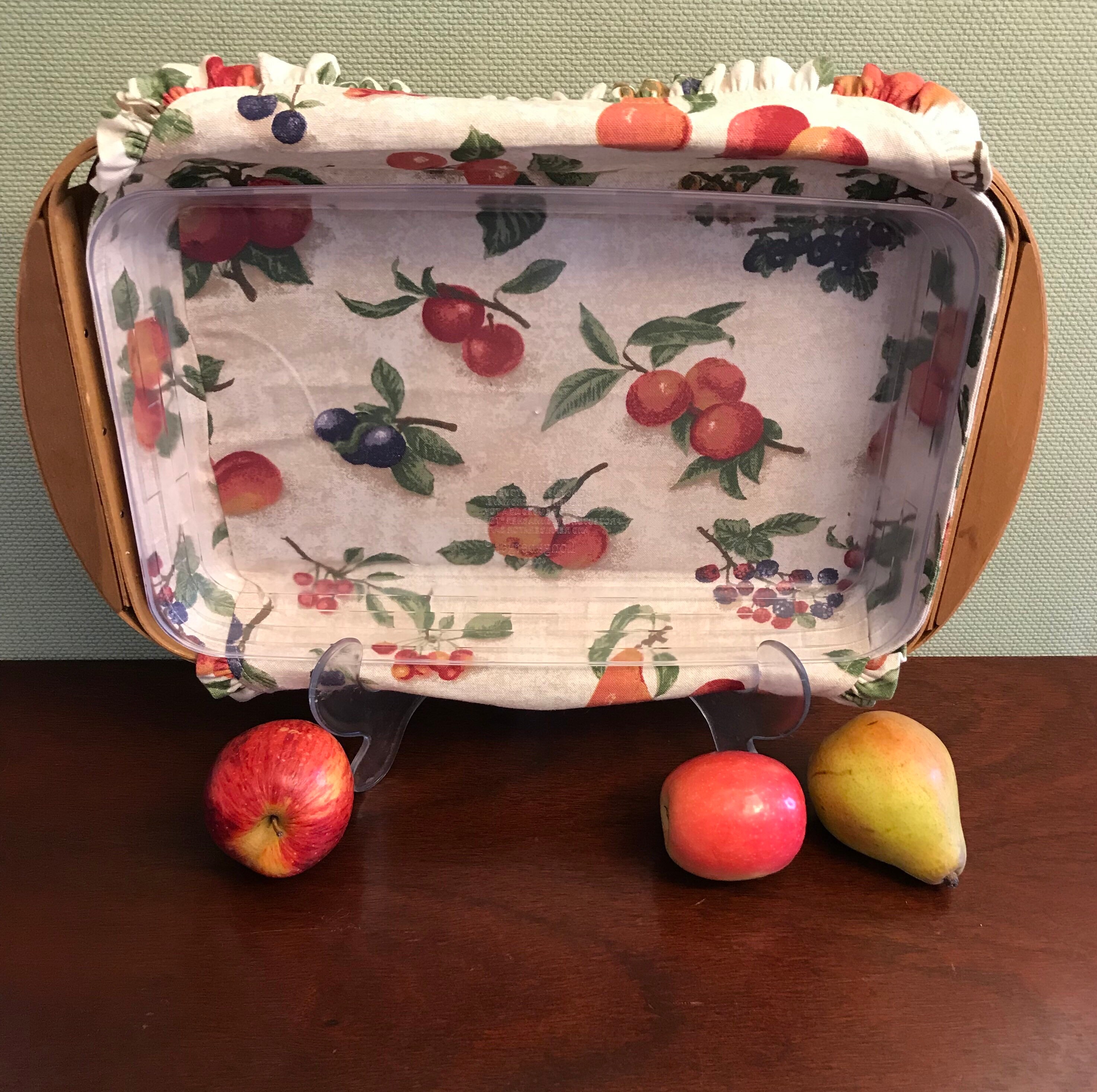 Longaberger Serving Tray Basket with fabric Liner Fruit Medley, Plastic