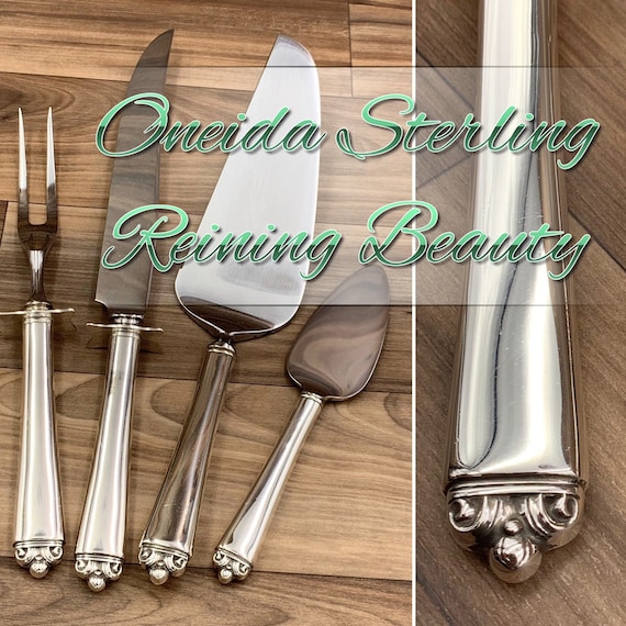 Vintage Oneida Sterling Silver Reining Beauty Carving set Dessert Cheese server