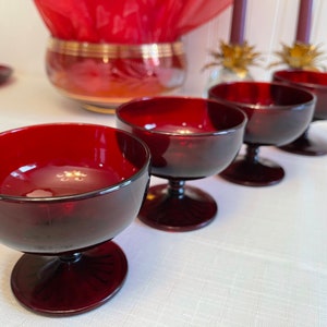 Sherbet cups Monarch Royal Ruby Glass Parfait, Anchor Hocking Dishes, 4 Piece set image 1