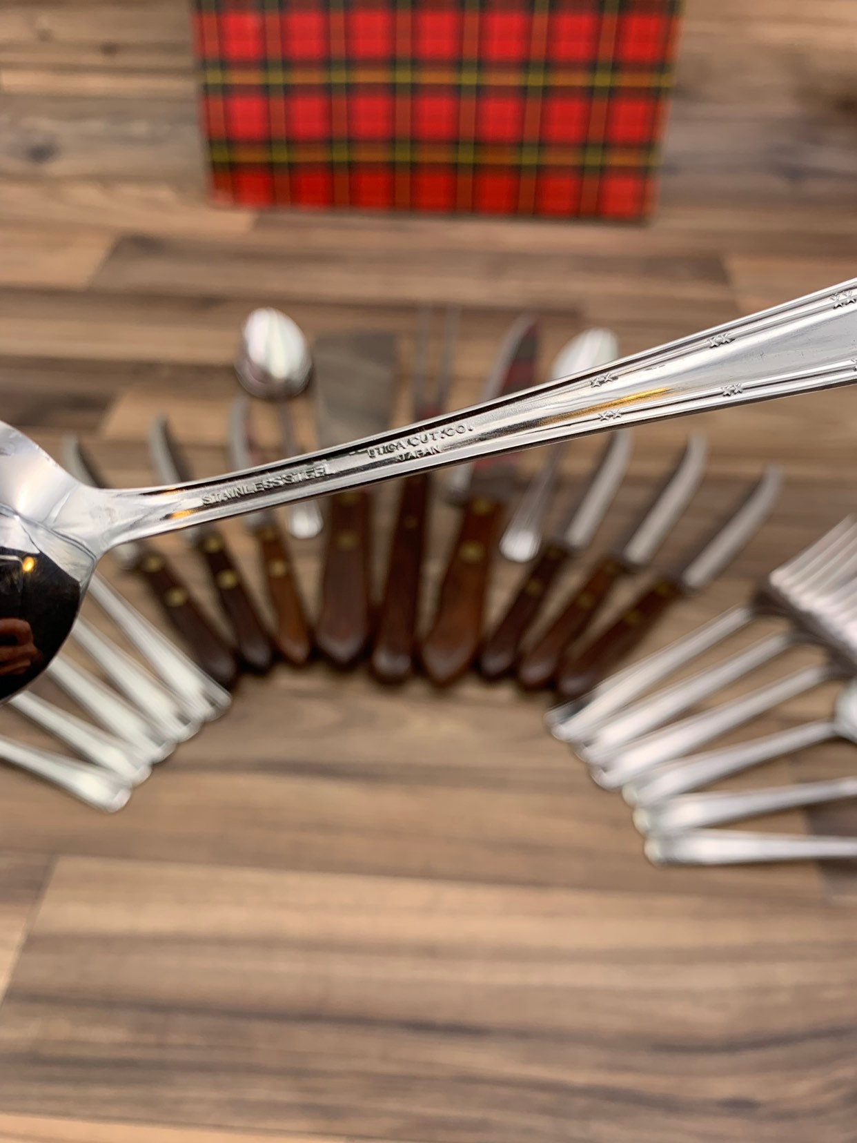 Vintage Picnic Set Utica Stainless Flatware set Super Edge Knife set