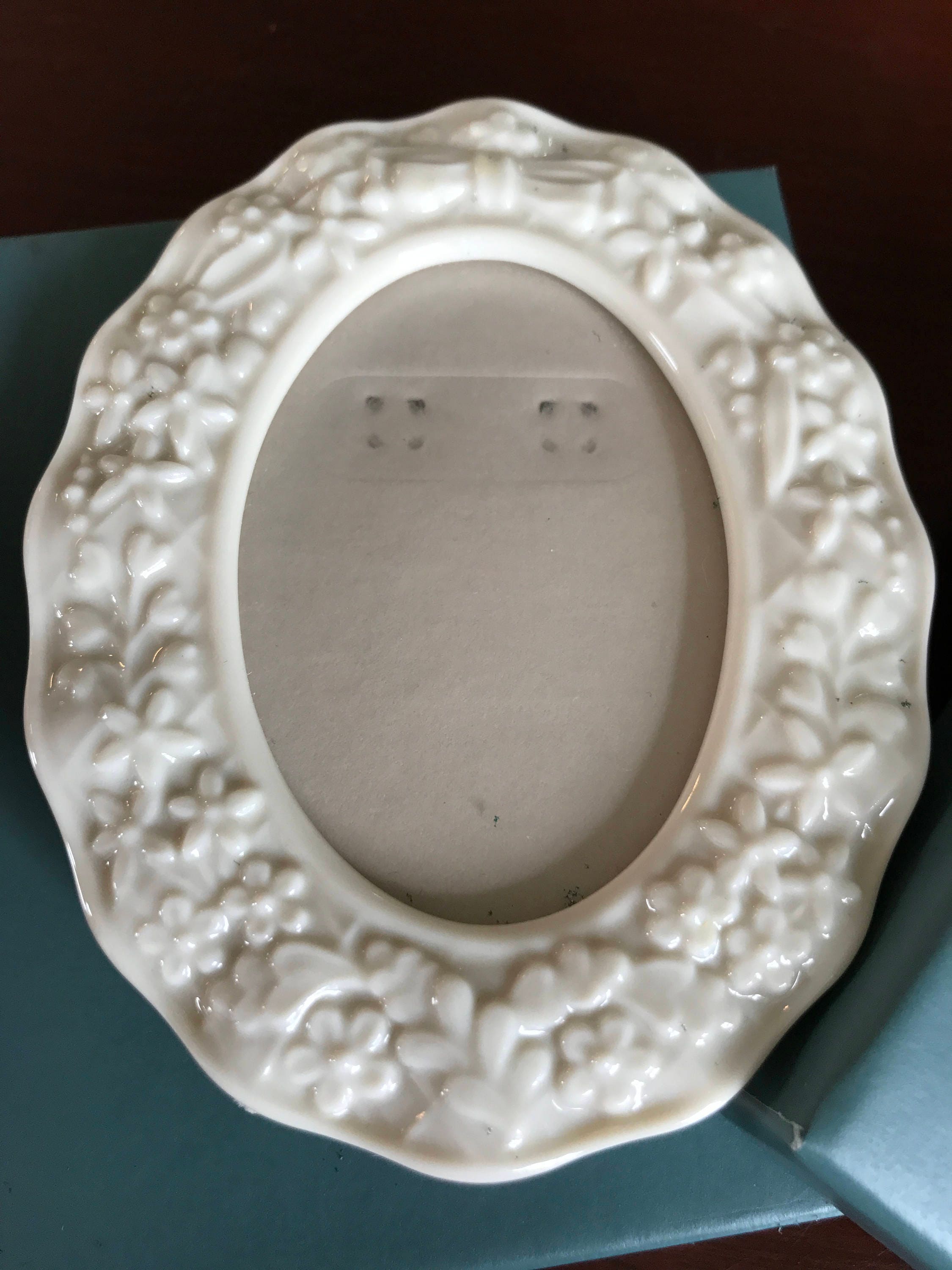 Vintage Lenox Photo Frame, Wedding Promises Photo Frame, Oval porcelain