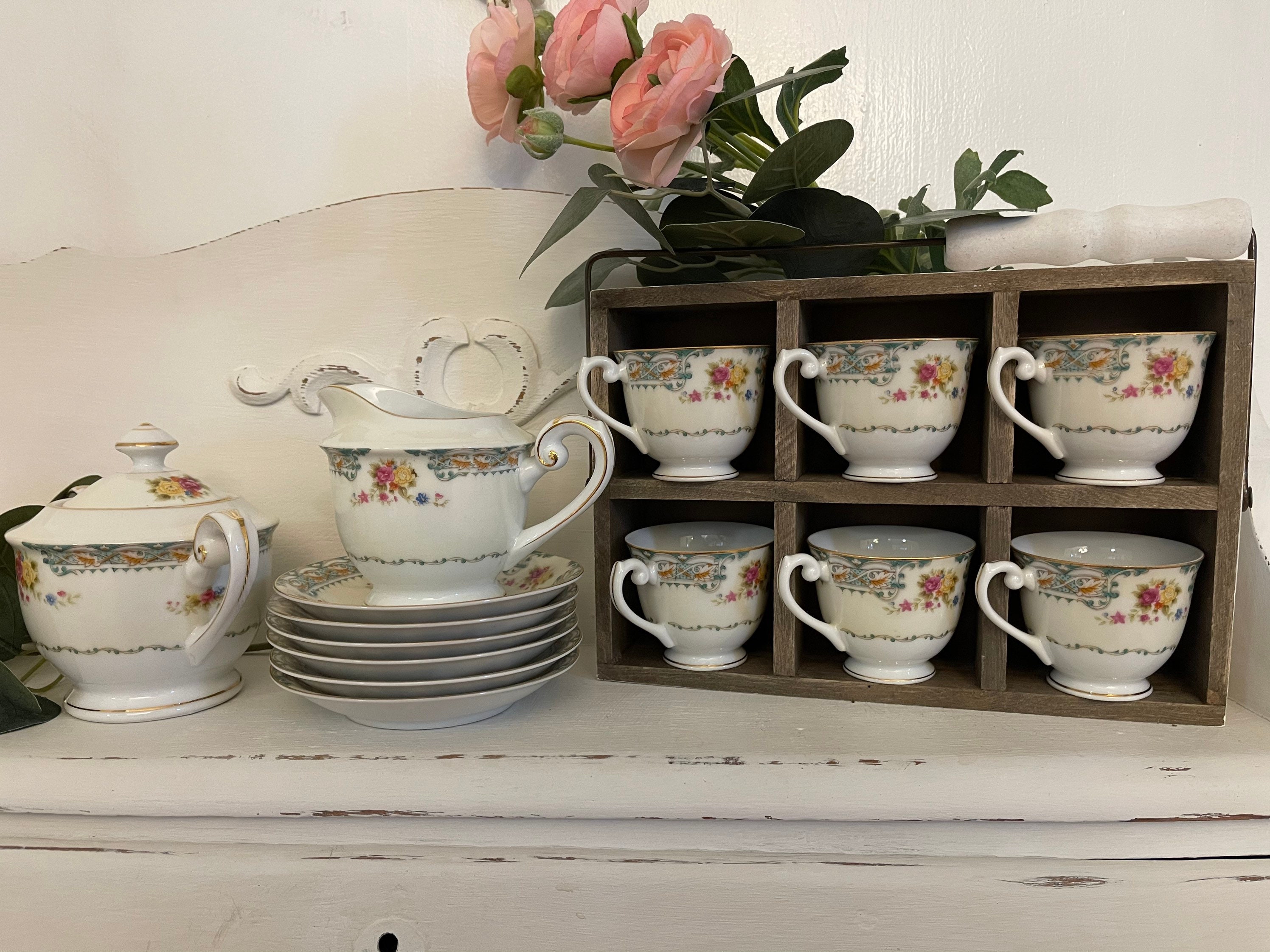 Vintage Demitasse Cups and saucer set, Albion Rose Tea set Tea party Albion China Made In Japan Tea Set