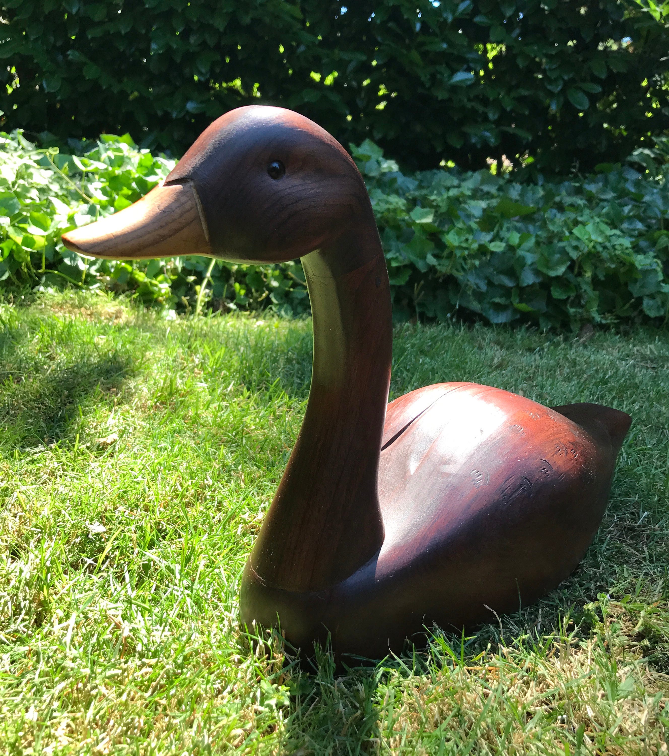 Vintage Carved Goose, decorator goose decoy glass eyes, Signed by the