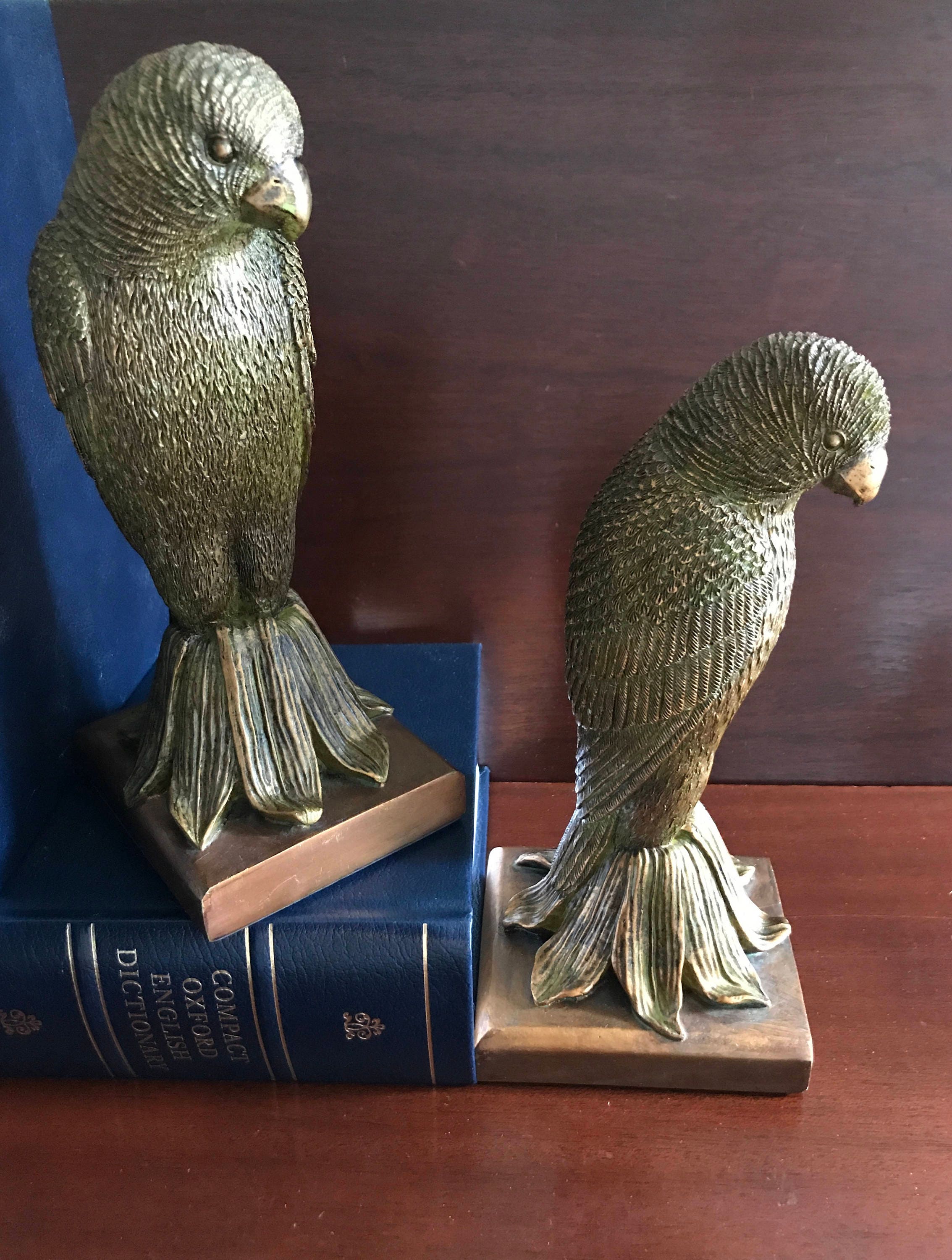Parrot Bookends, Bird Bookends, Resin Tropical Parrot bookends