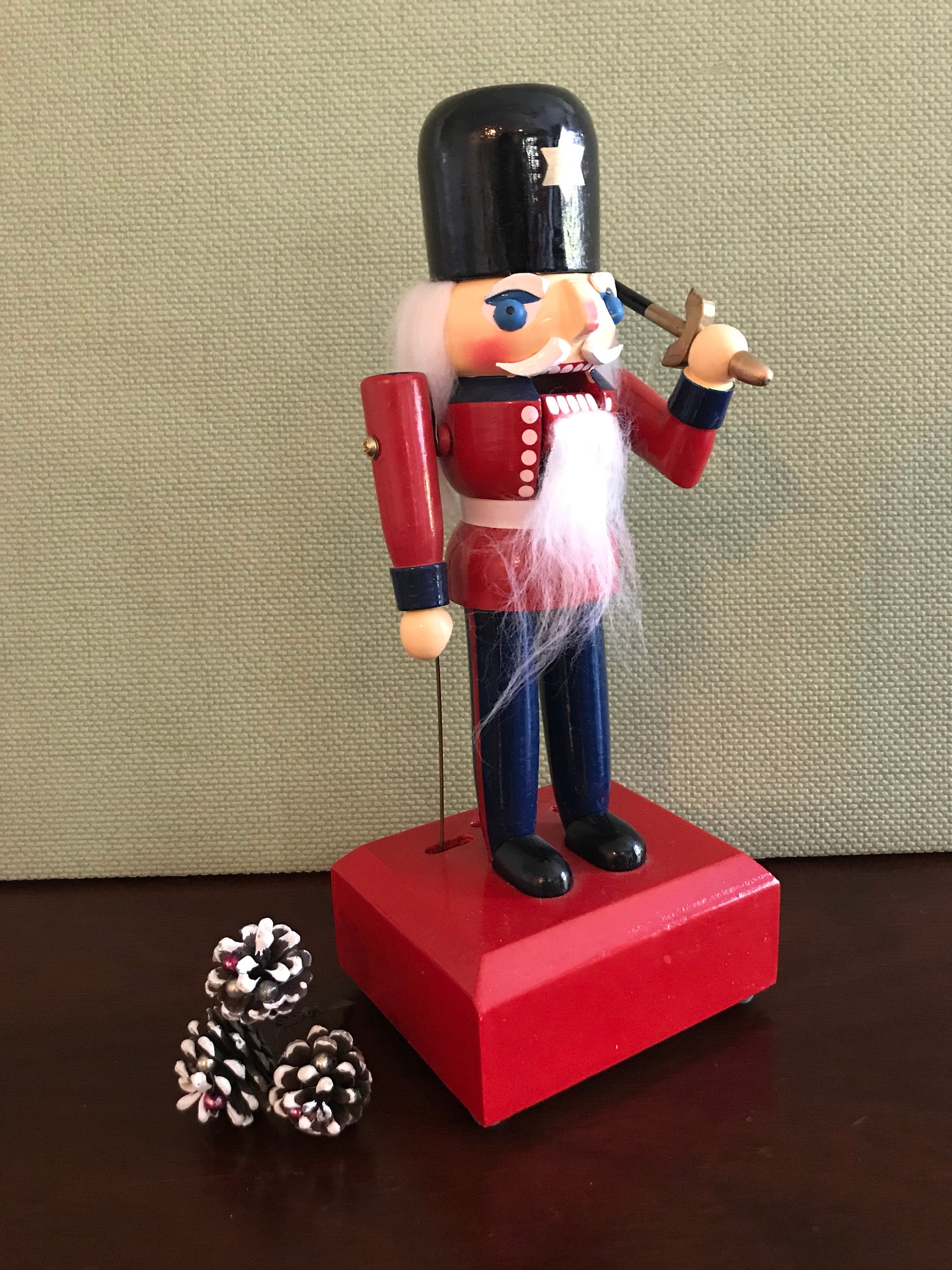 Vintage Musical Toy soldier With Sword Nutcracker with movement