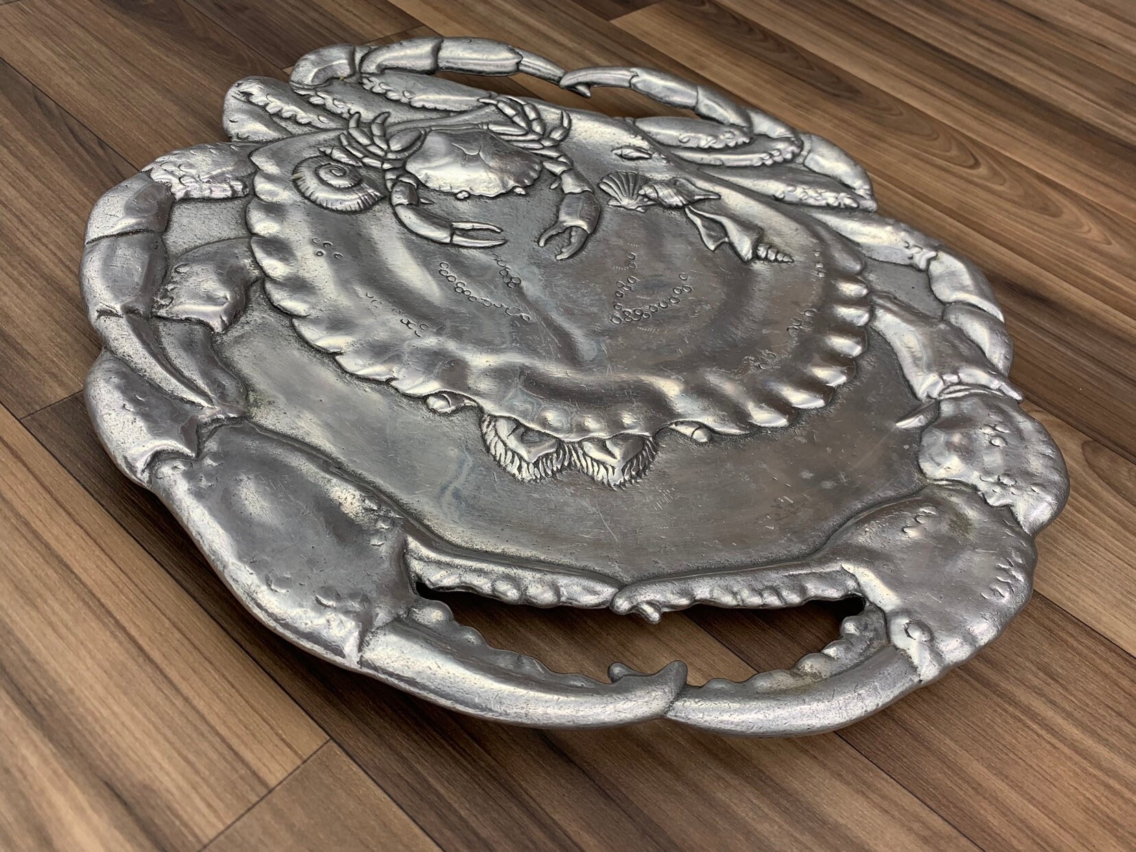 Arthur Court Crab Serving Platter Polished Aluminum, signed Arthurs