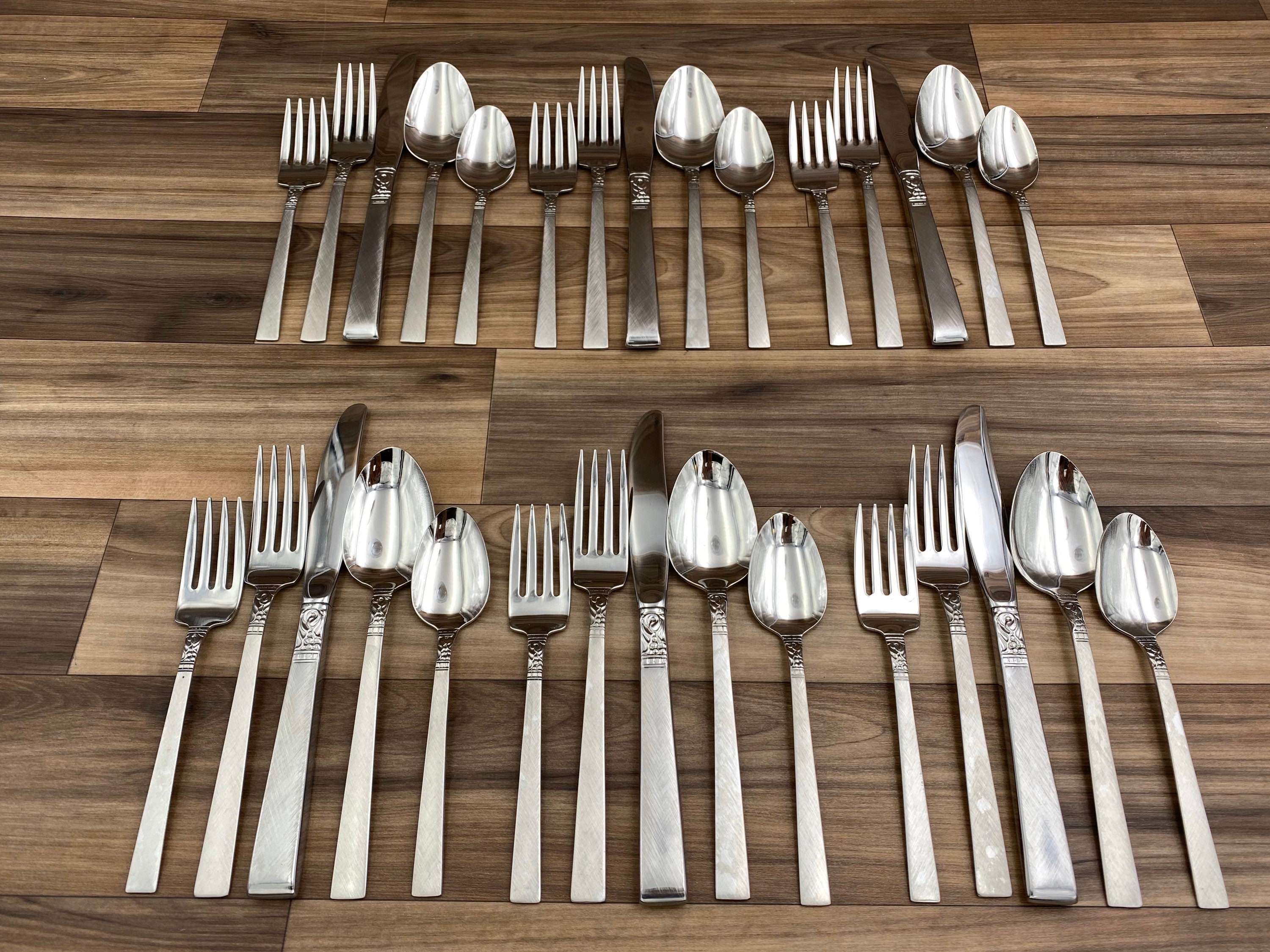 Vintage Oneida Stainless Flatware set Brookwood Silverware, service for 6
