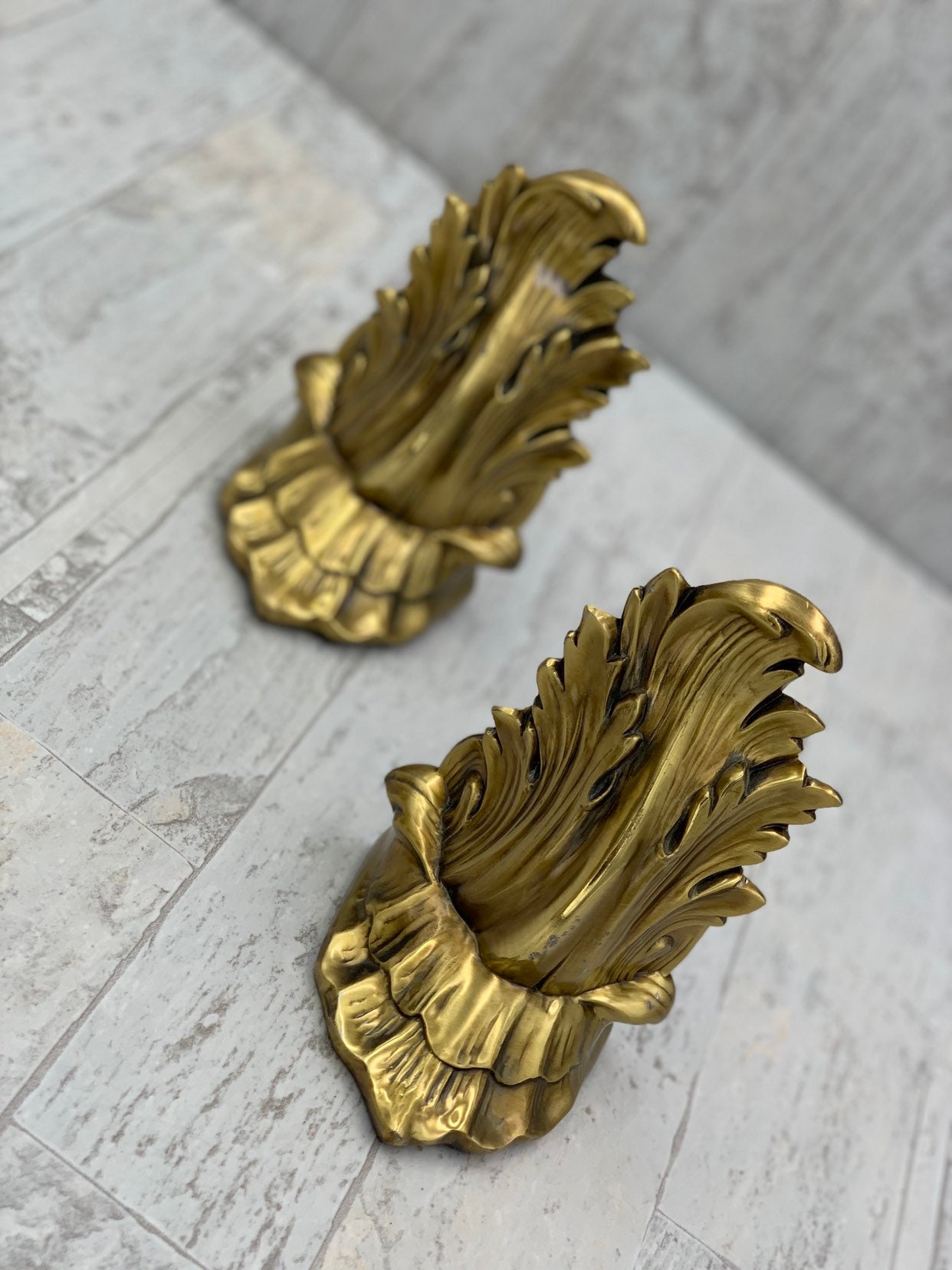 Vintage Gold Bookends, PM craftsman Hollywood Regency Gold Gilt