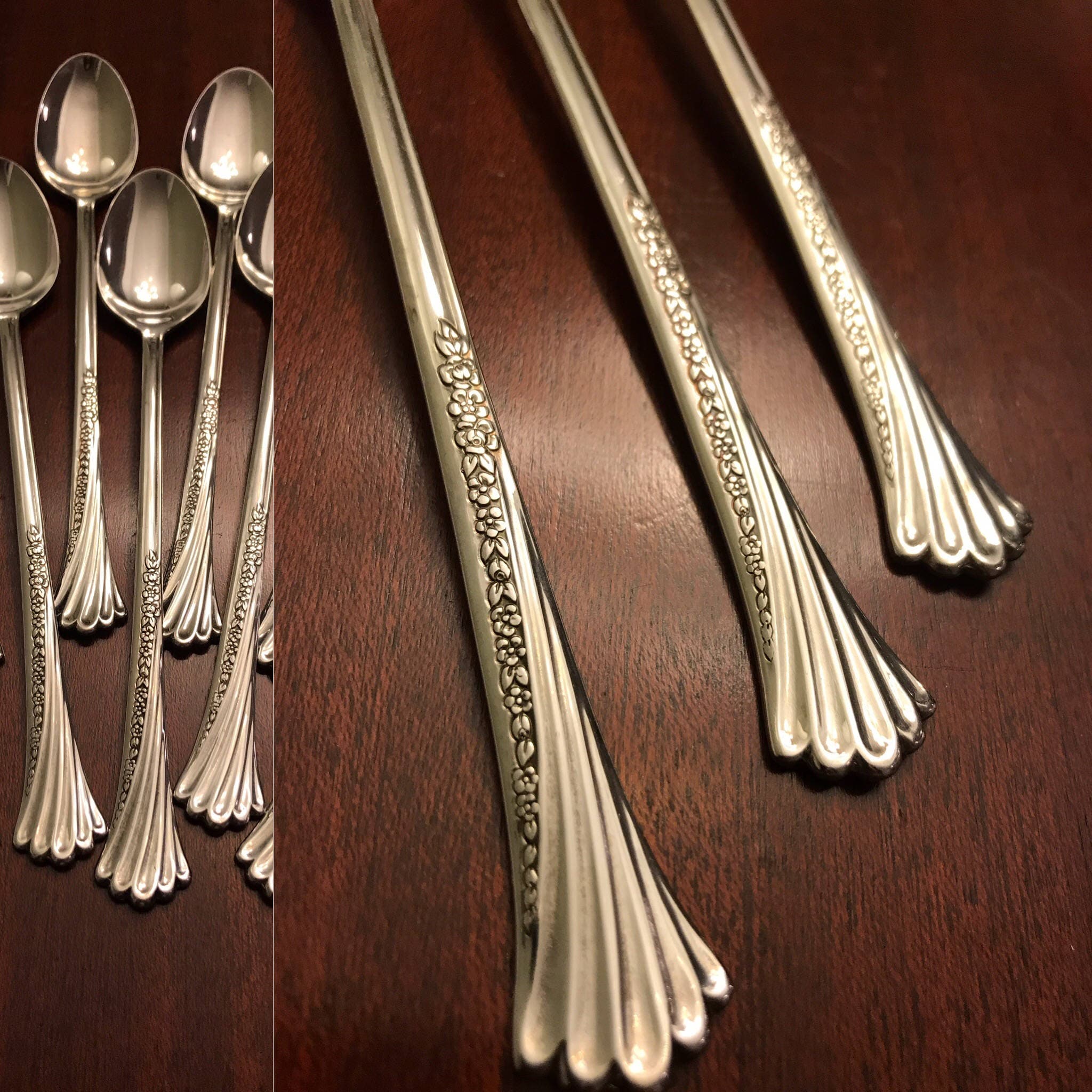 Oneida Spring Glen Stainless Flatware, Iced Tea spoons, pattern OHSSPG