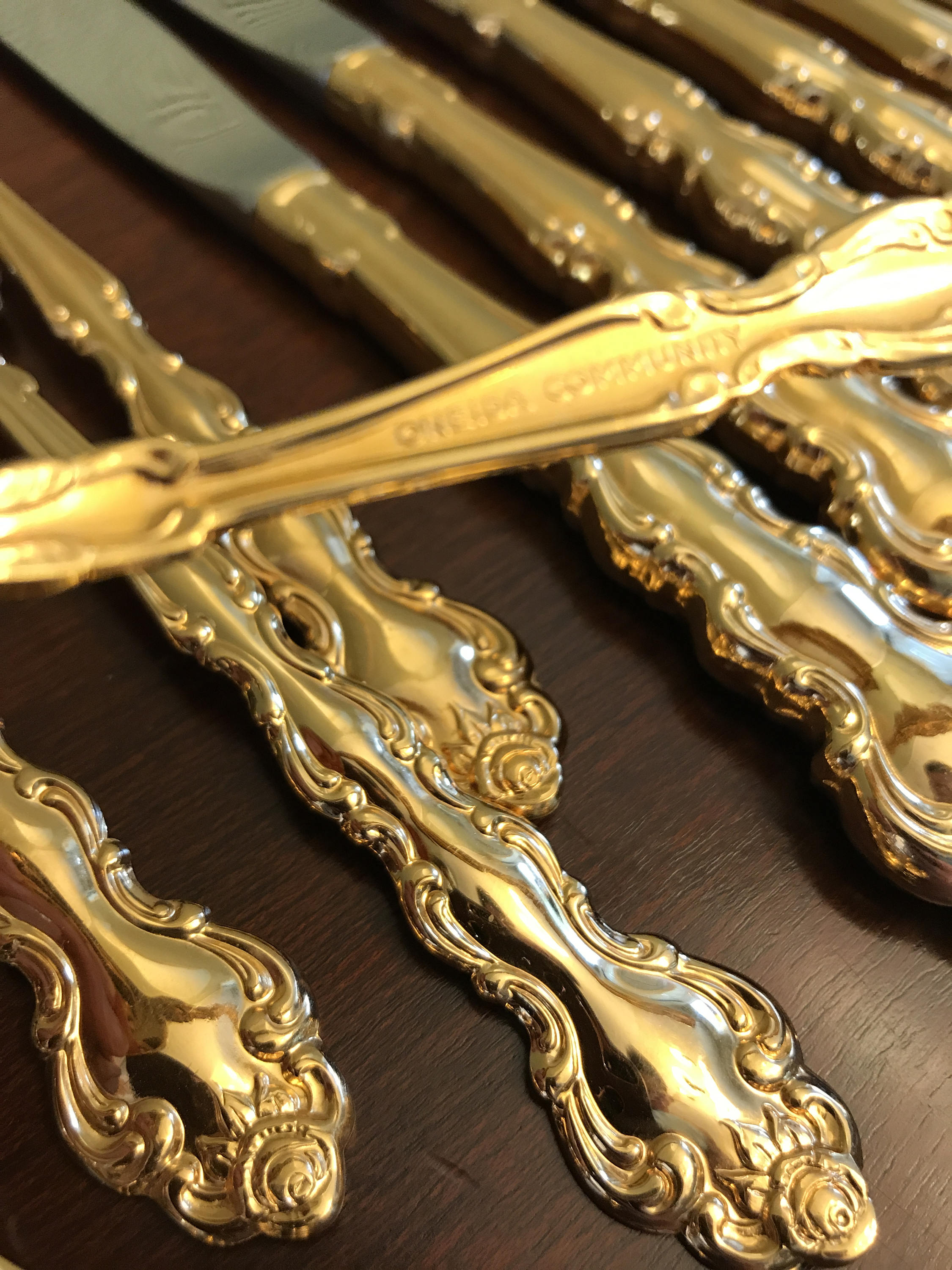 Vintage Gold Flatware, Oneida Community Beethoven Gold Flatware