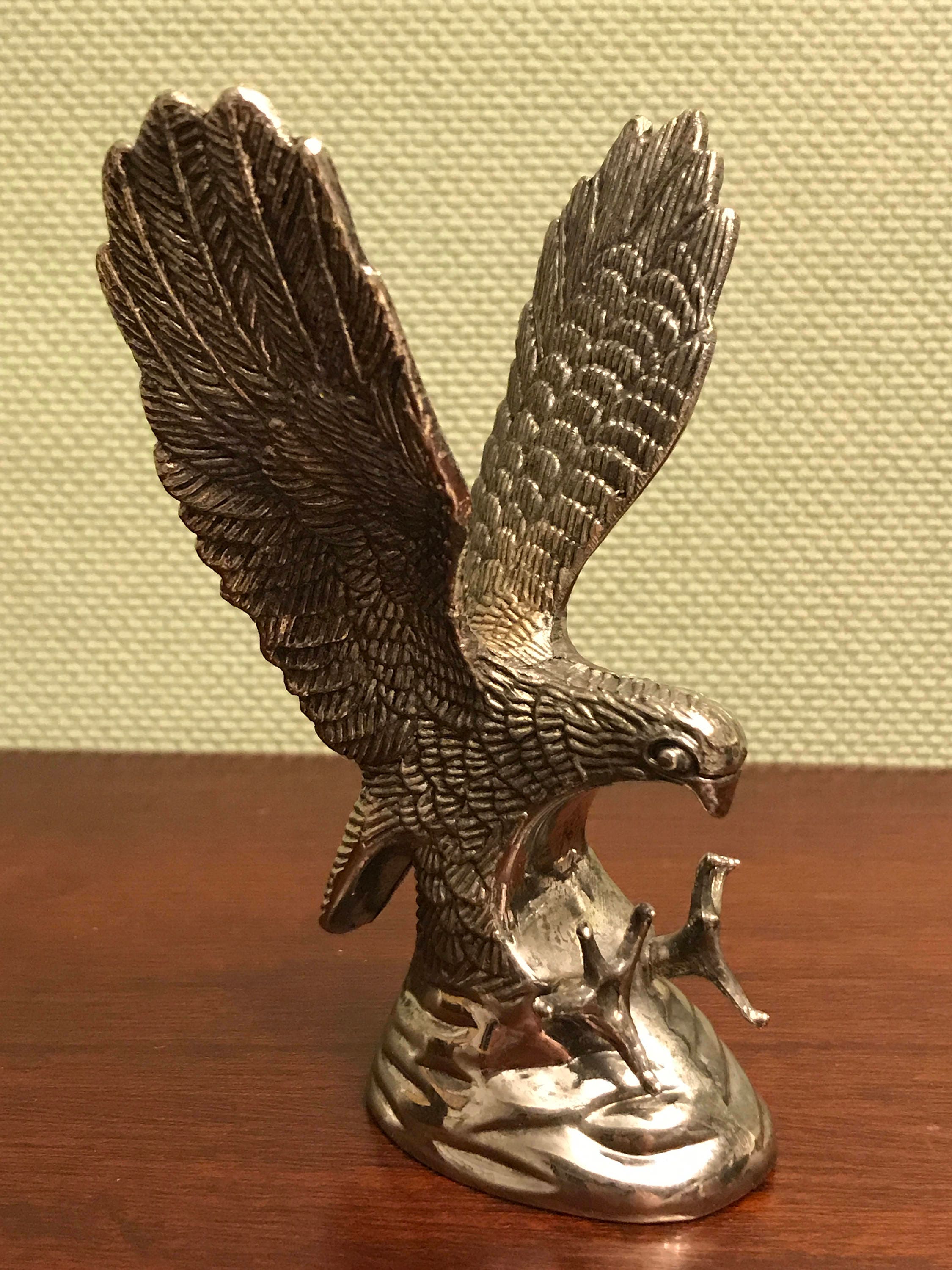 Vintage Eagle Figurine, Silver Plated Eagle in flight, Eagle