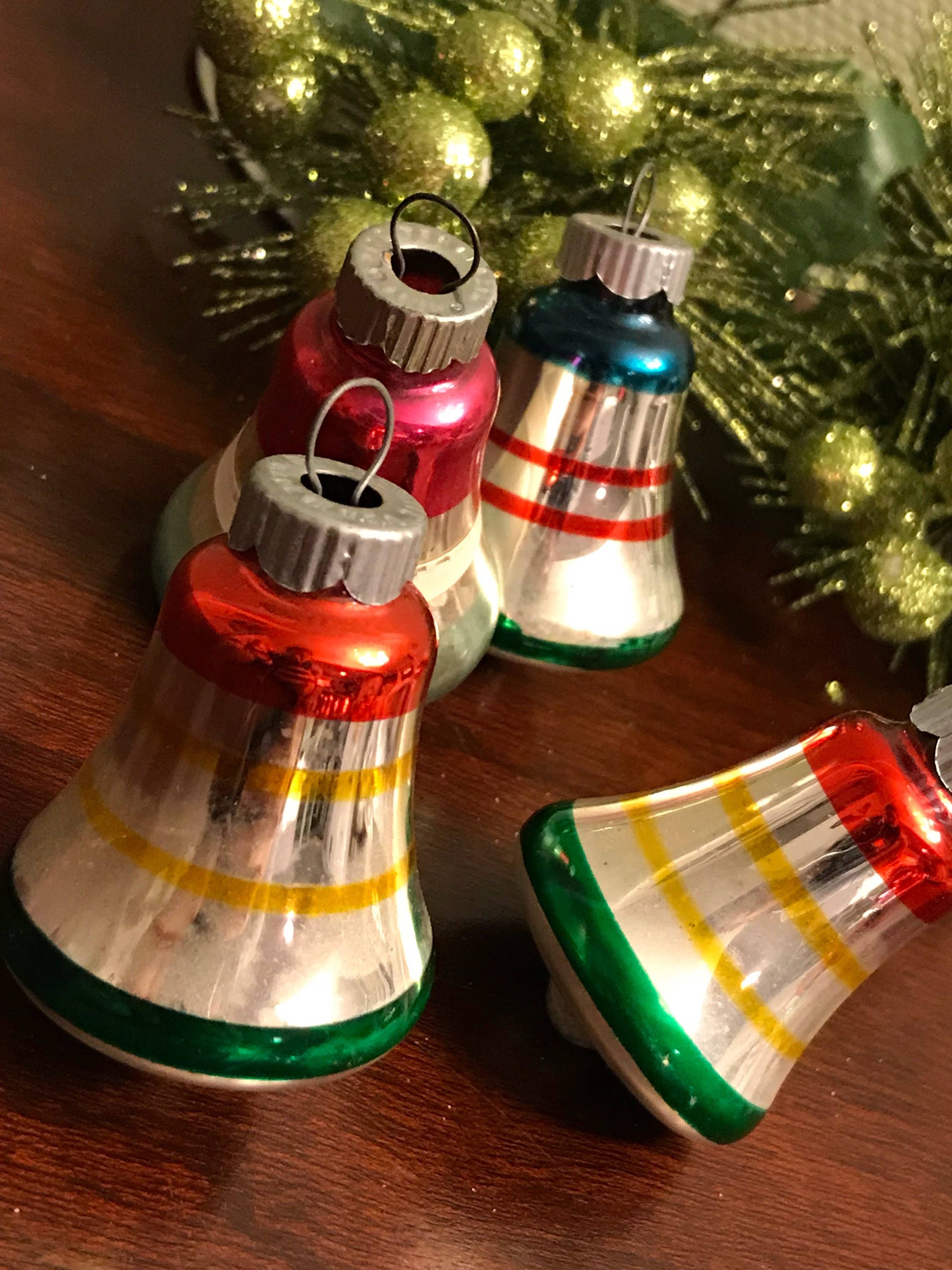 Vintage Shiny Brite Bell Ornaments, Hand Painted Mercury ...