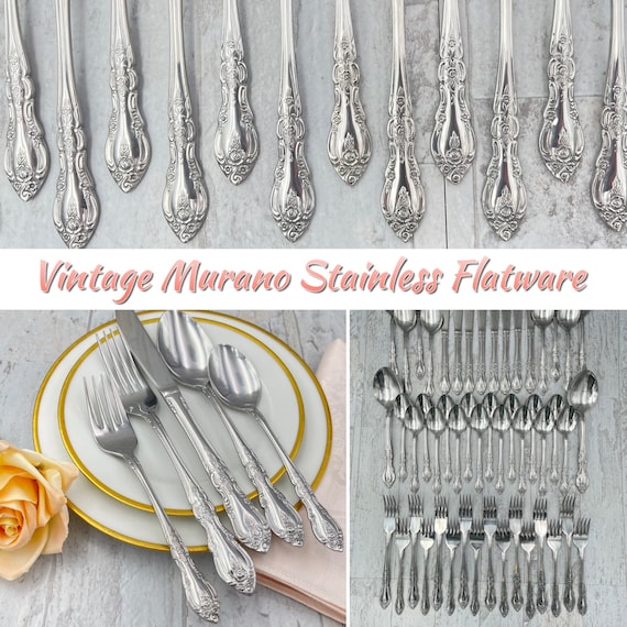 Vintage Stainless Flatware set, FB Rogers By a Towle Service for 8, Vintage Rose silverware set Excellent Condition