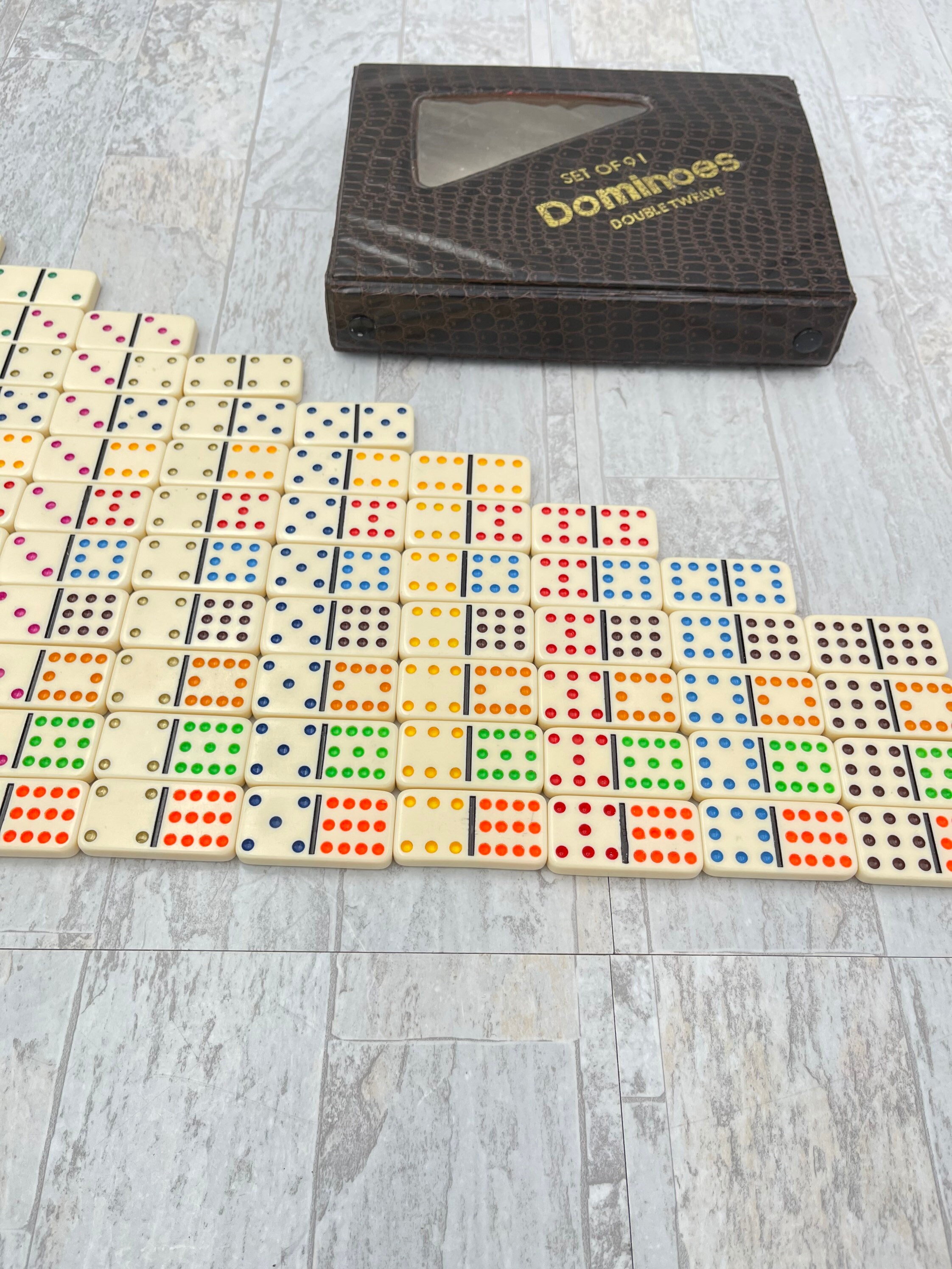 Vintage Double 12 dominoes in case