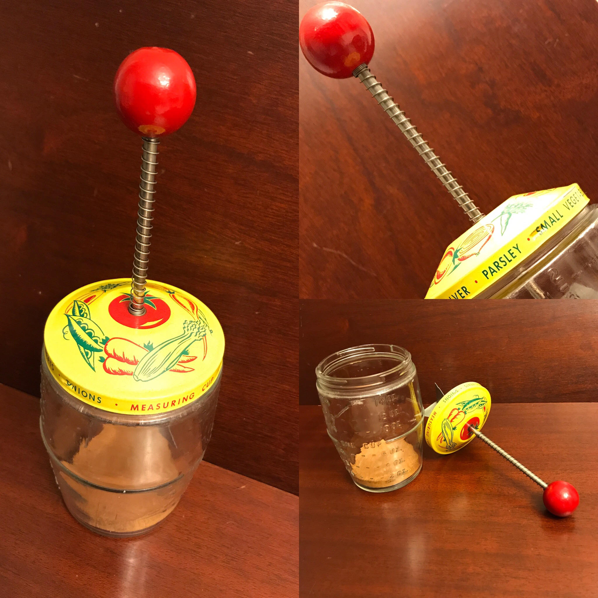 Vintage Chopping Jar, Measuring jar, spring blade chopper, collectible