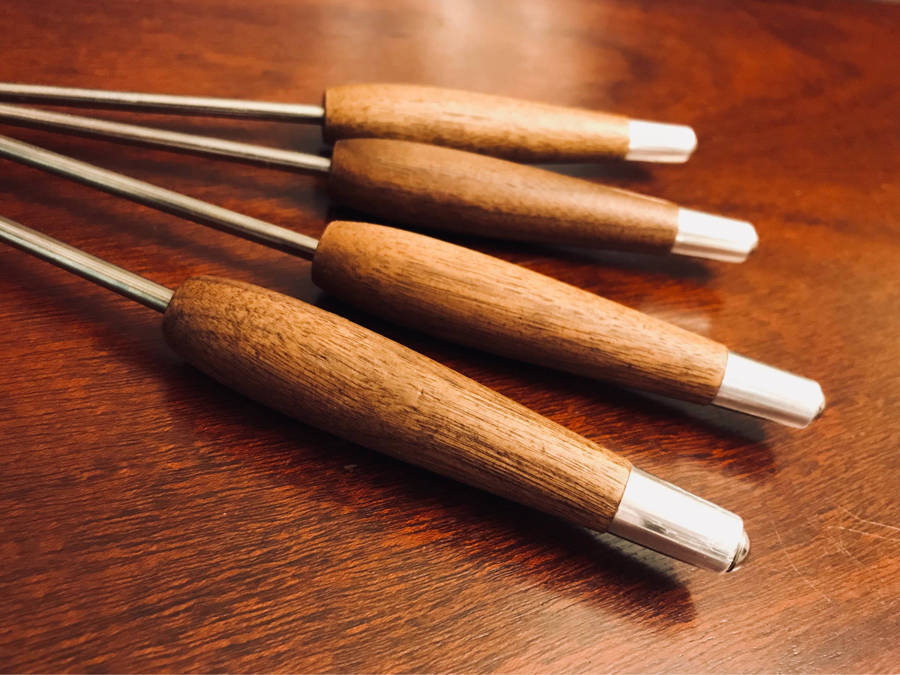 Danish Modern Fondue Forks with 2 prongs, Set of 4 fondue Party forks