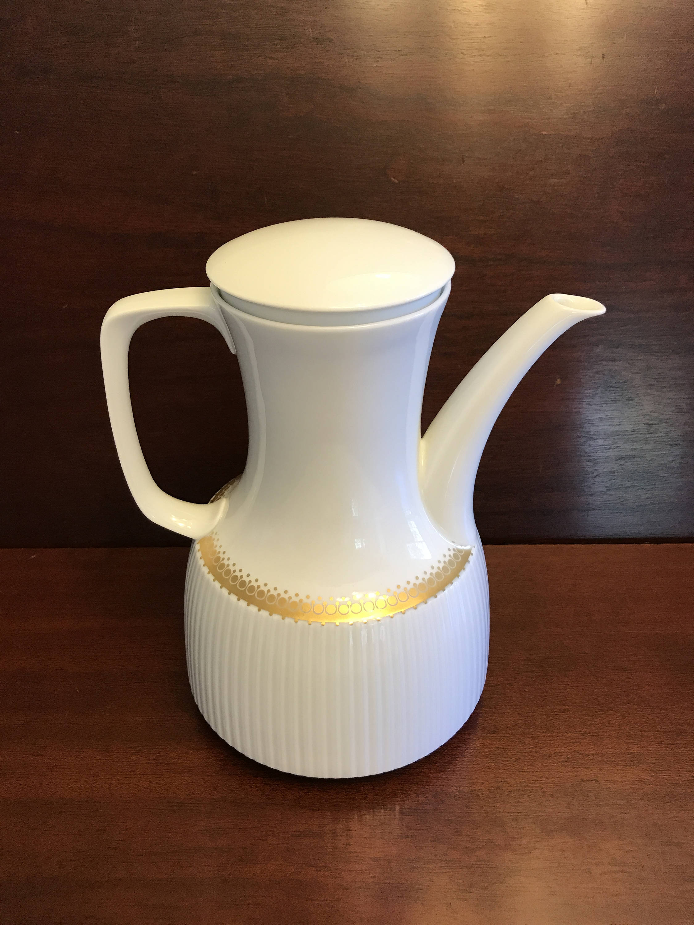 Mid Century Modern White and Gold Teapot Designer Wirkkala