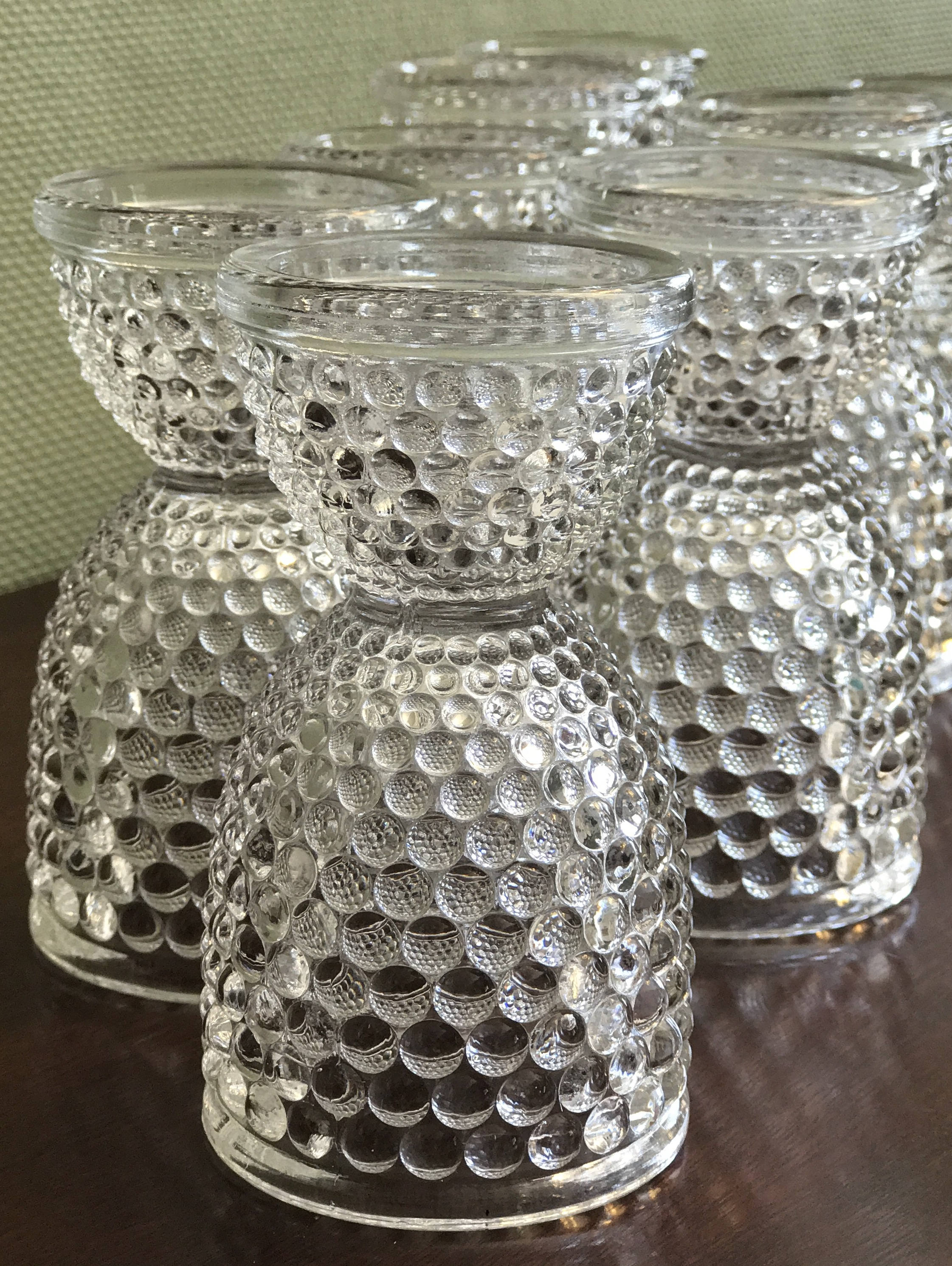 Vintage Egg Cups, Thousand Eyes Glass Egg Cup, Pressed glass Egg cups