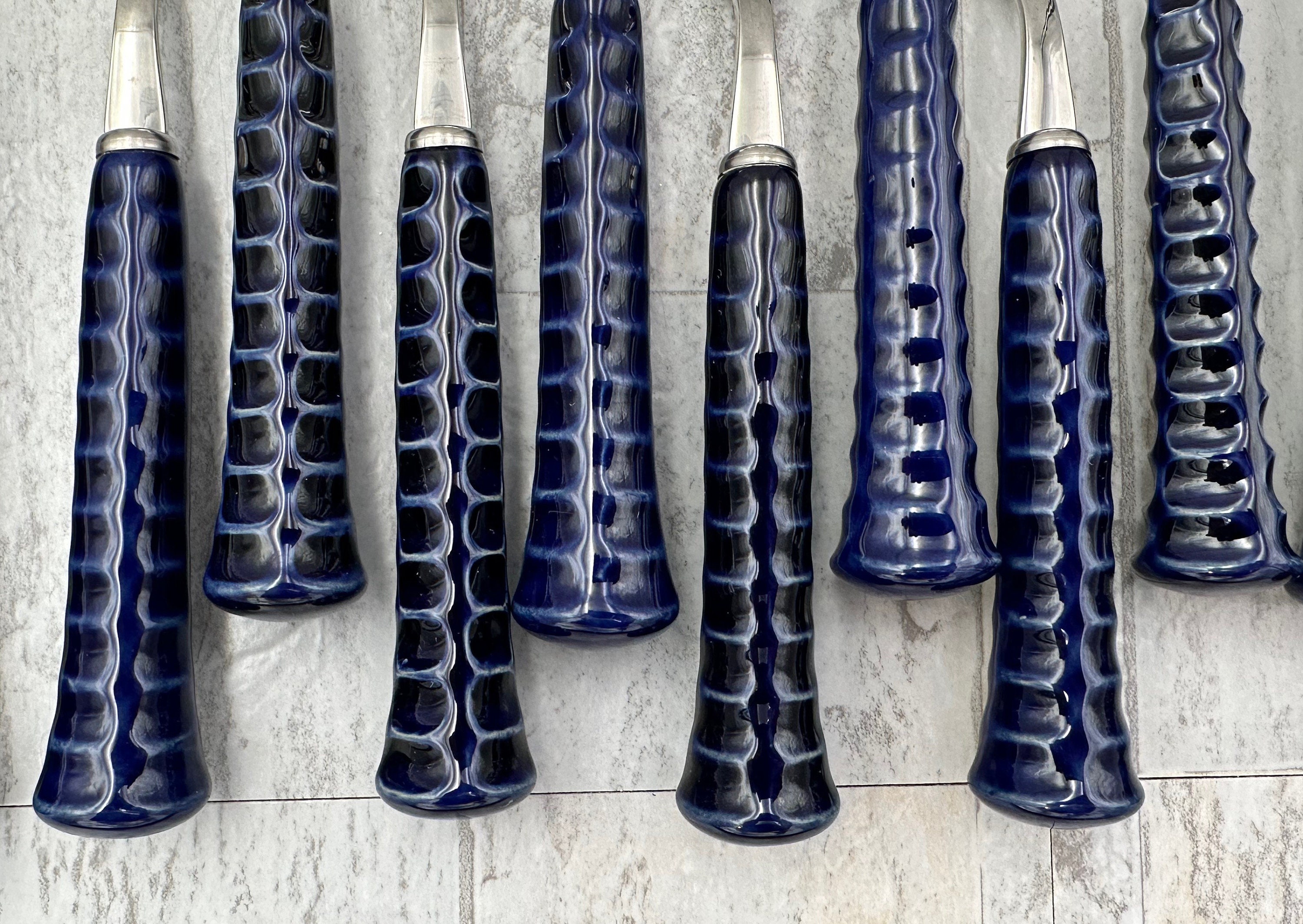 Mid Century Flatware set, RARE Noritake Primastone Cobalt Blue Vintage