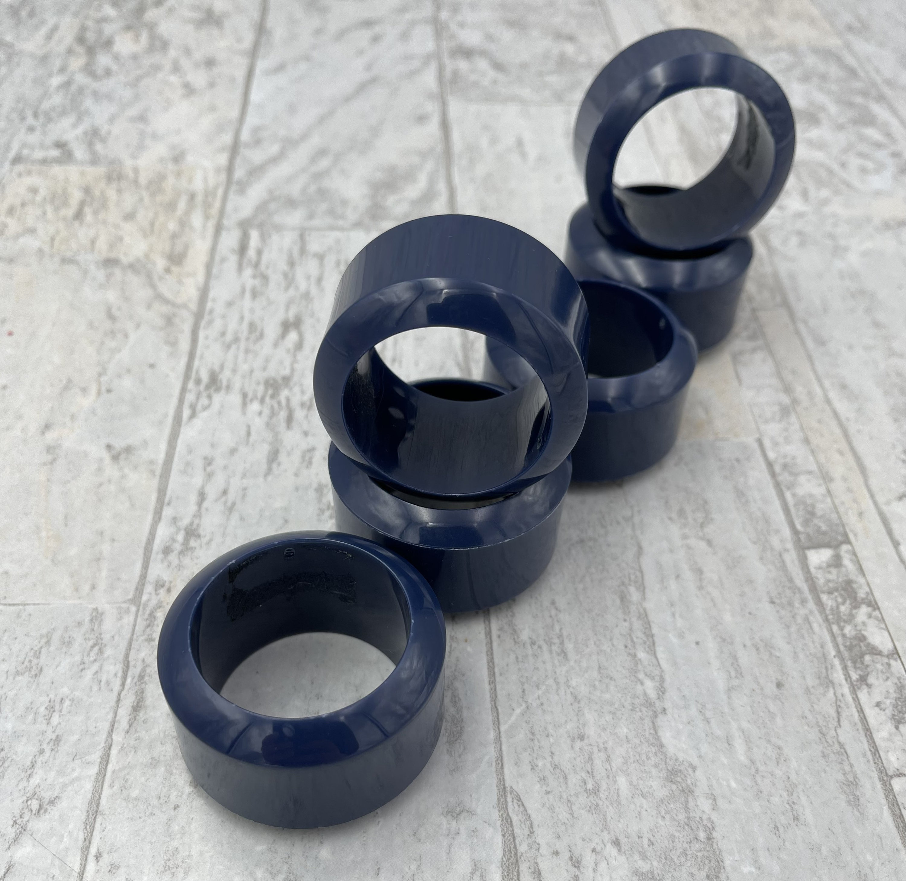 Vintage Napkin Rings, Navy Blue, 6 piece set Serviette Dinner Napkin