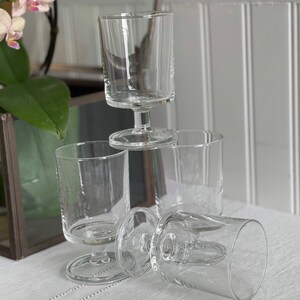 Vintage glassware, small cordial glasses Cavalier Clear by Cristal D’Arques-Durand, Set of 4, French Stemware