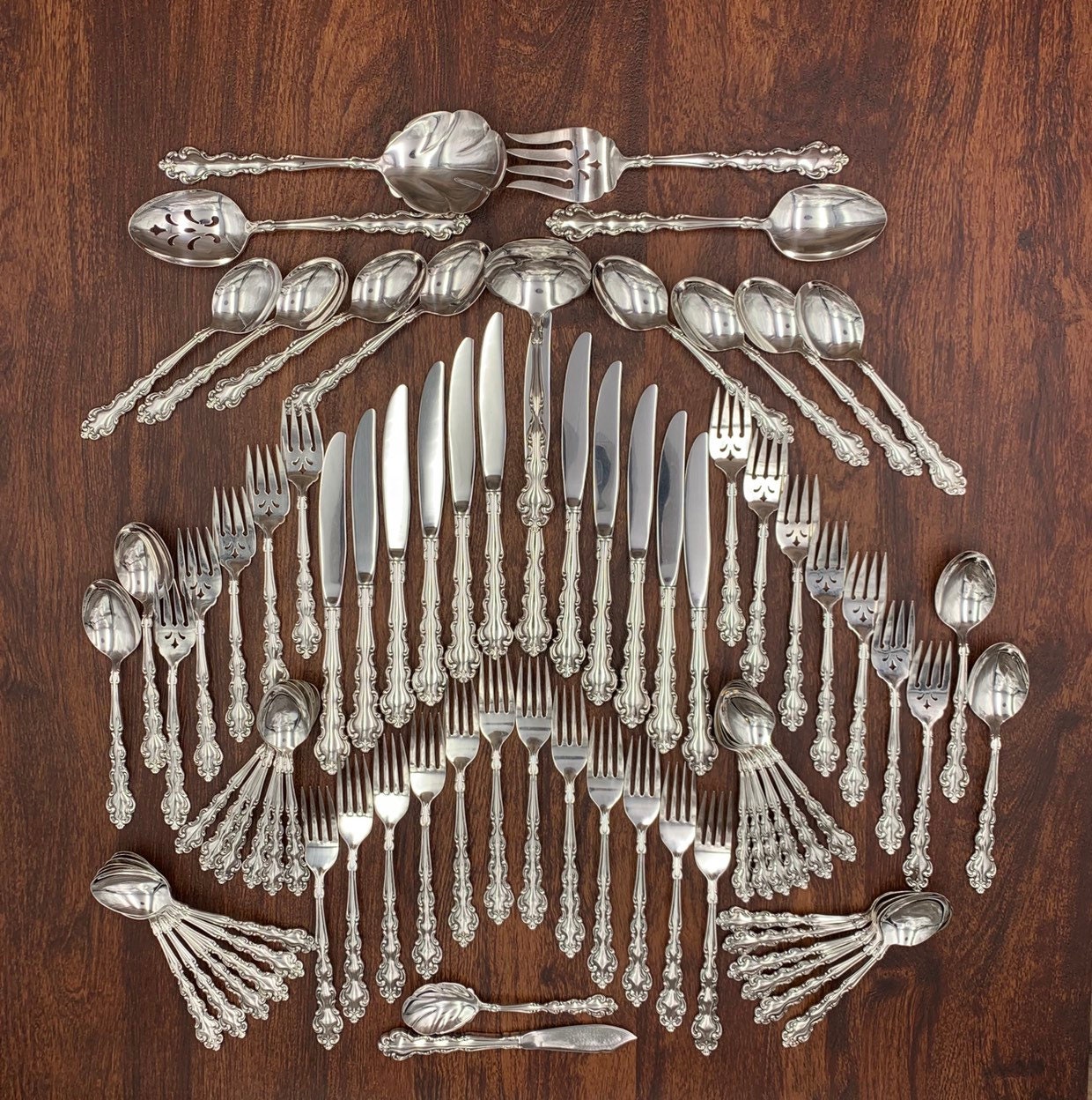 Silverware Set Oneida Community Modern Baroque Silverplate Flatware Set