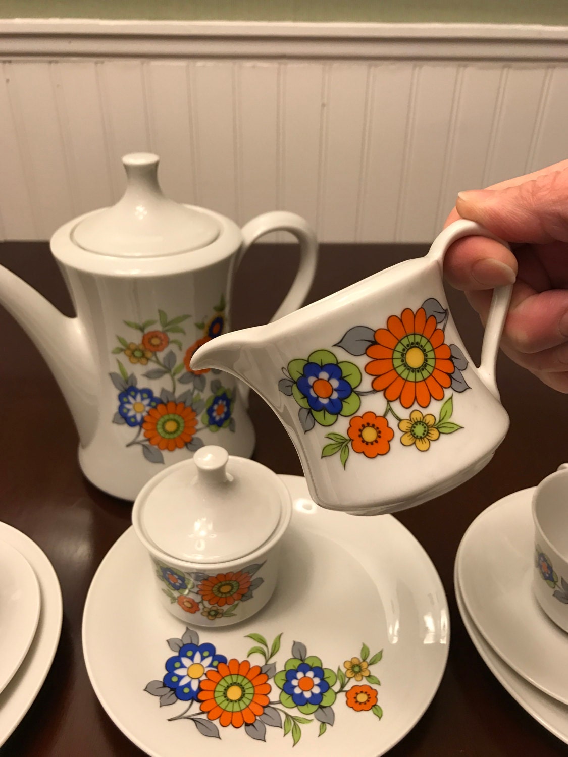 Vintage Tea Set, Retro Floral tea set, Fine China, Seltmann Weiden