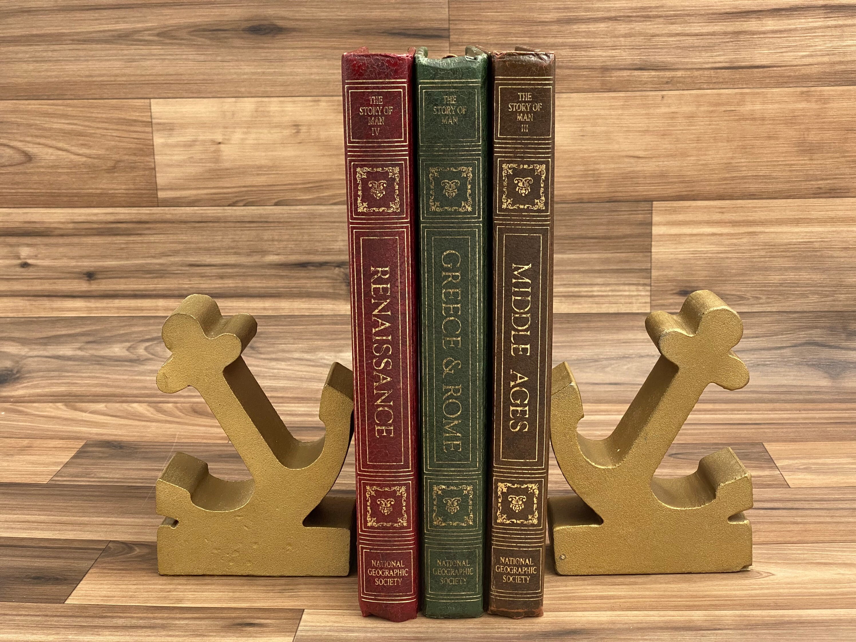 Vintage Anchor Bookends, Cast Iron Nautical Office decor, Man Cave