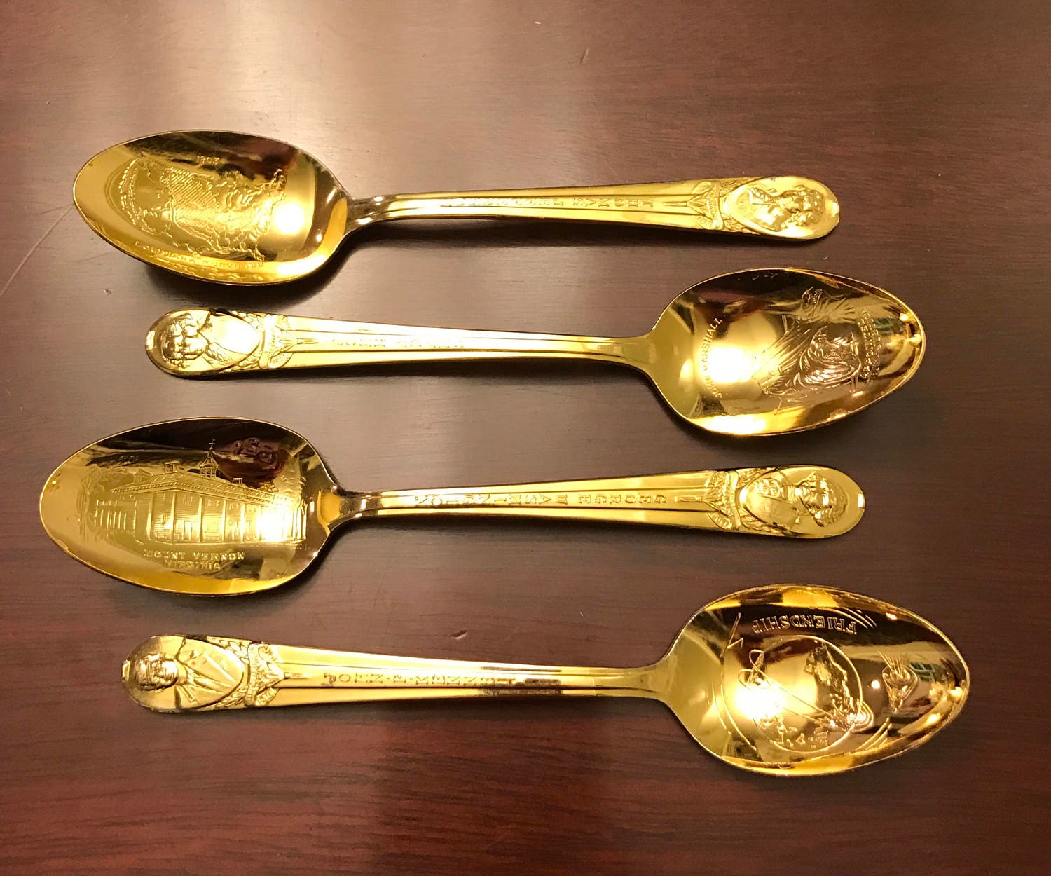 Vintage President Spoons by Rogers, Gold tone Collectible Spoons