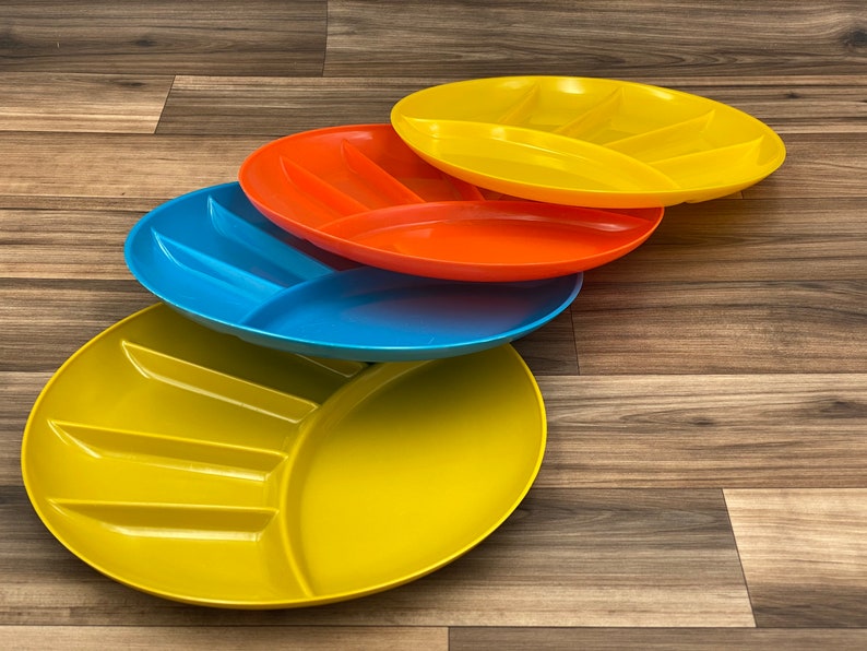 Vintage Divided Plates Plastic Appetizer Plate Set Picnic Etsy