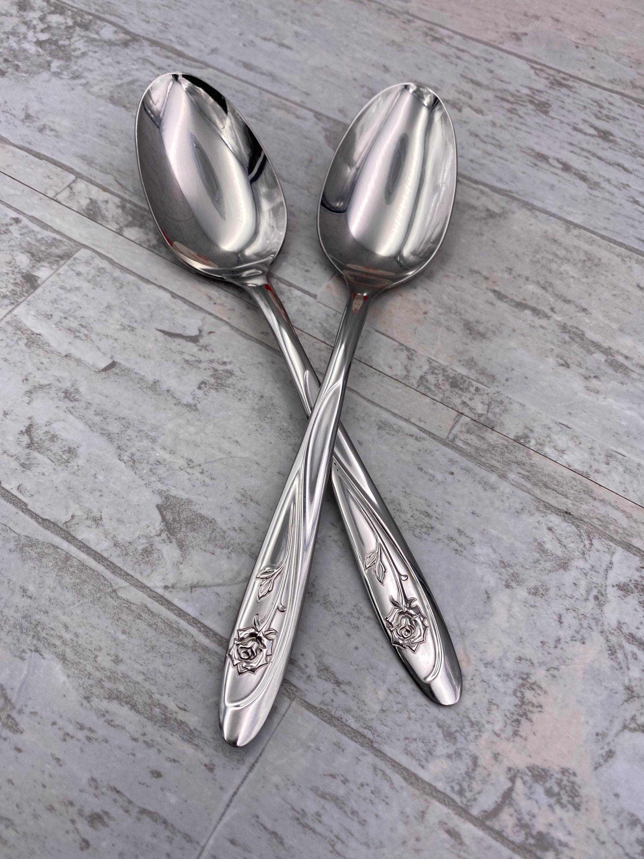 Vintage Stainless Flatware Americana Beauty Rose, Service for 8