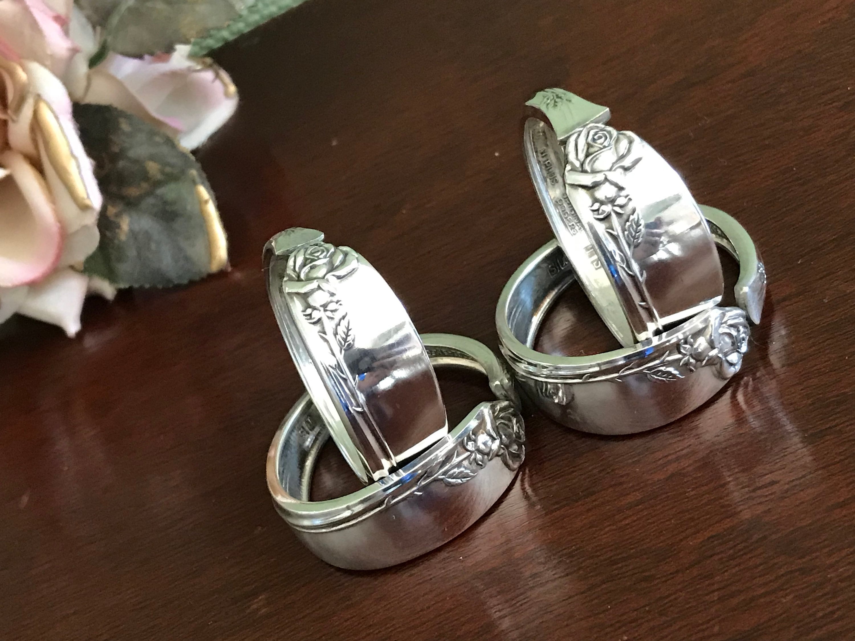 Vintage SILVER PLATED Napkin Rings 4 piece set, Made of Vintage F.B