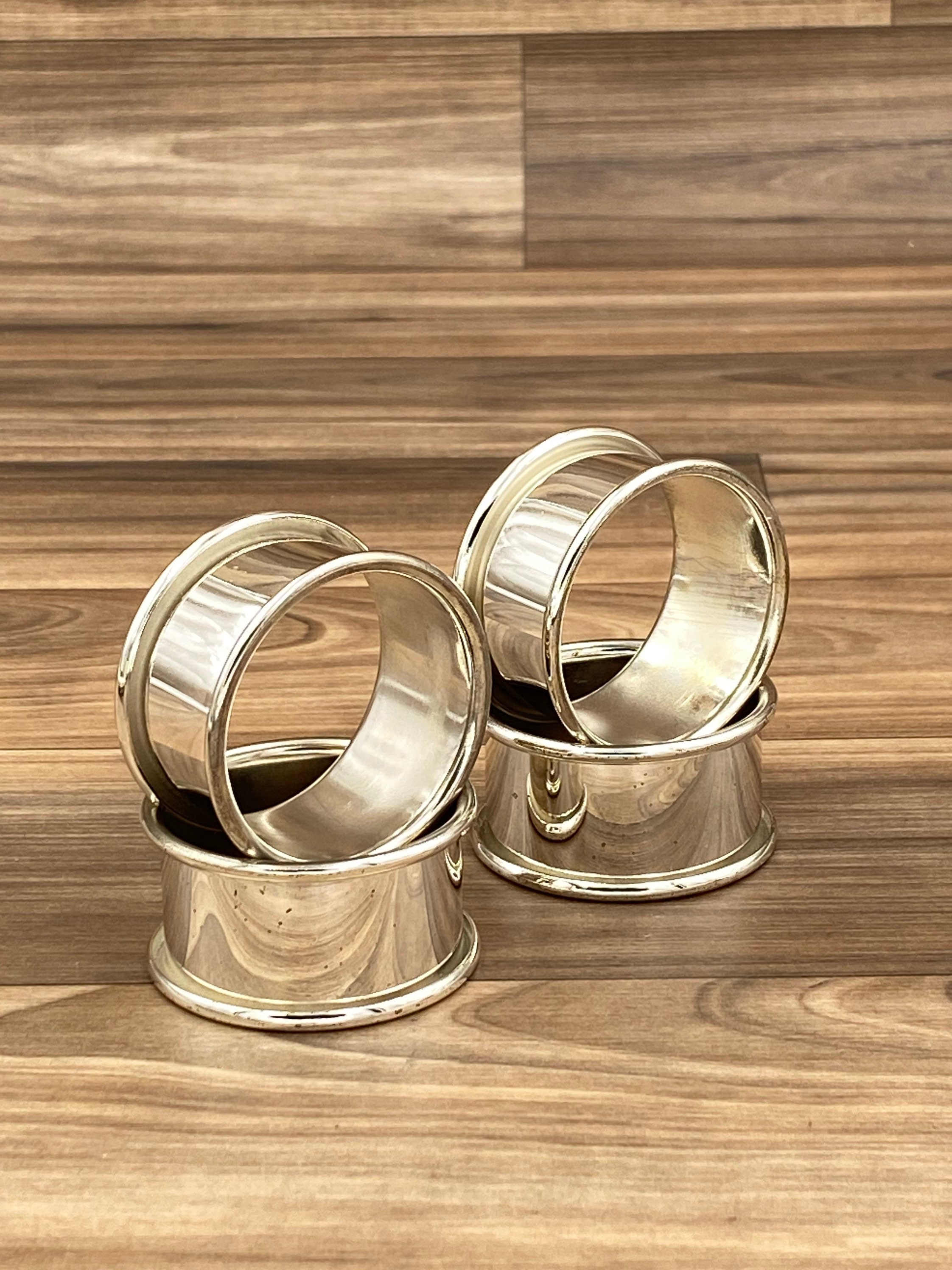 Vintage Silver plated Napkin Rings, Rolled rim Napkin rings, 4 piece