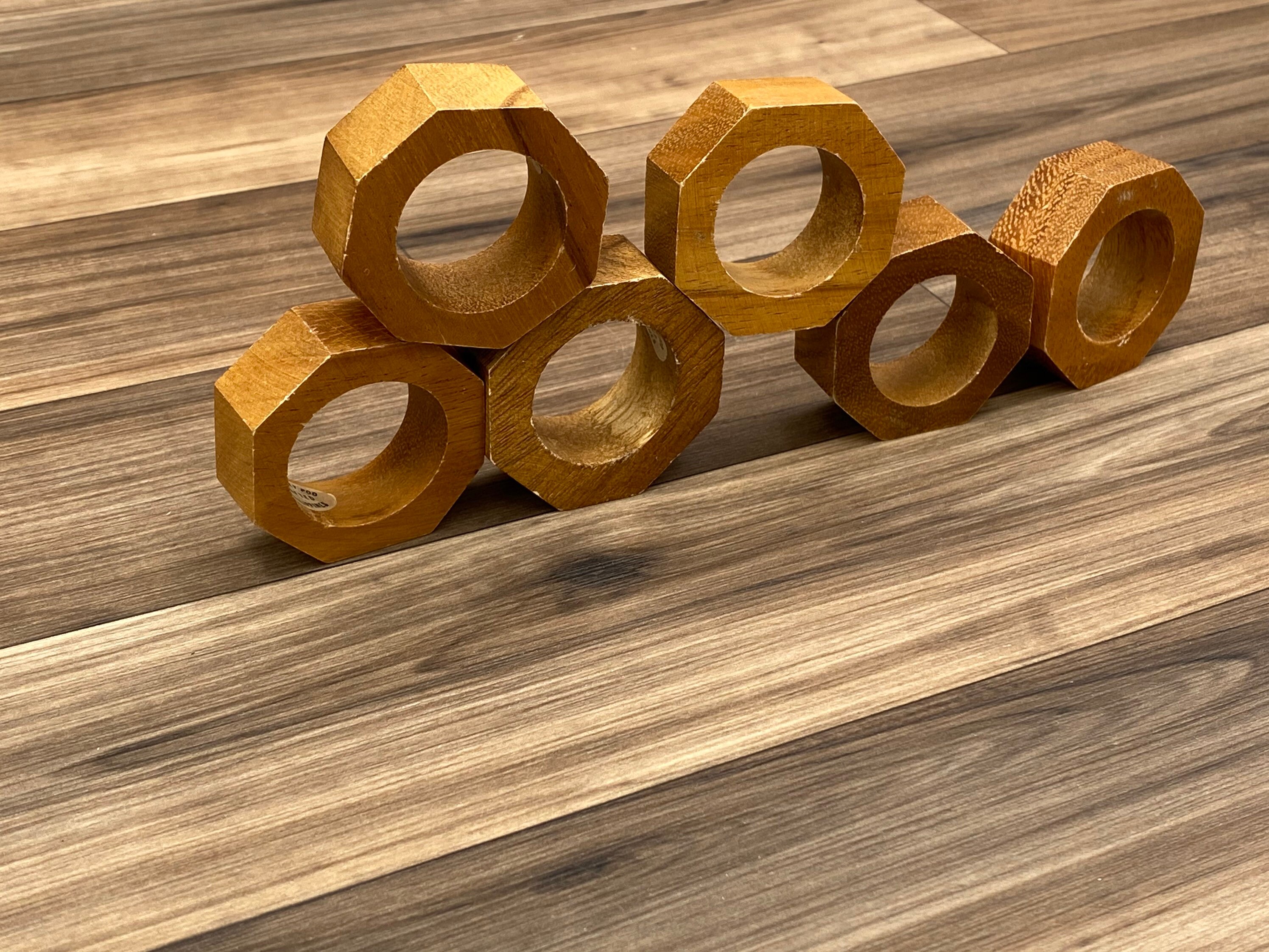 Rustic Wood Napkin Rings, 6 piece set, Octagon Napkin Ring, Rustic home