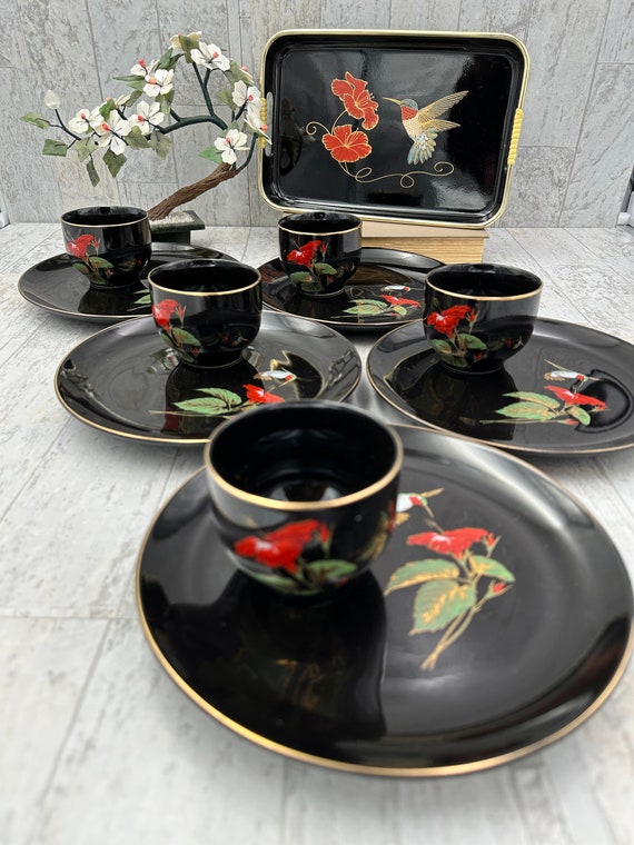 Vintage Otagiri Japan hummingbird Tea Set, Japanese Porcelain