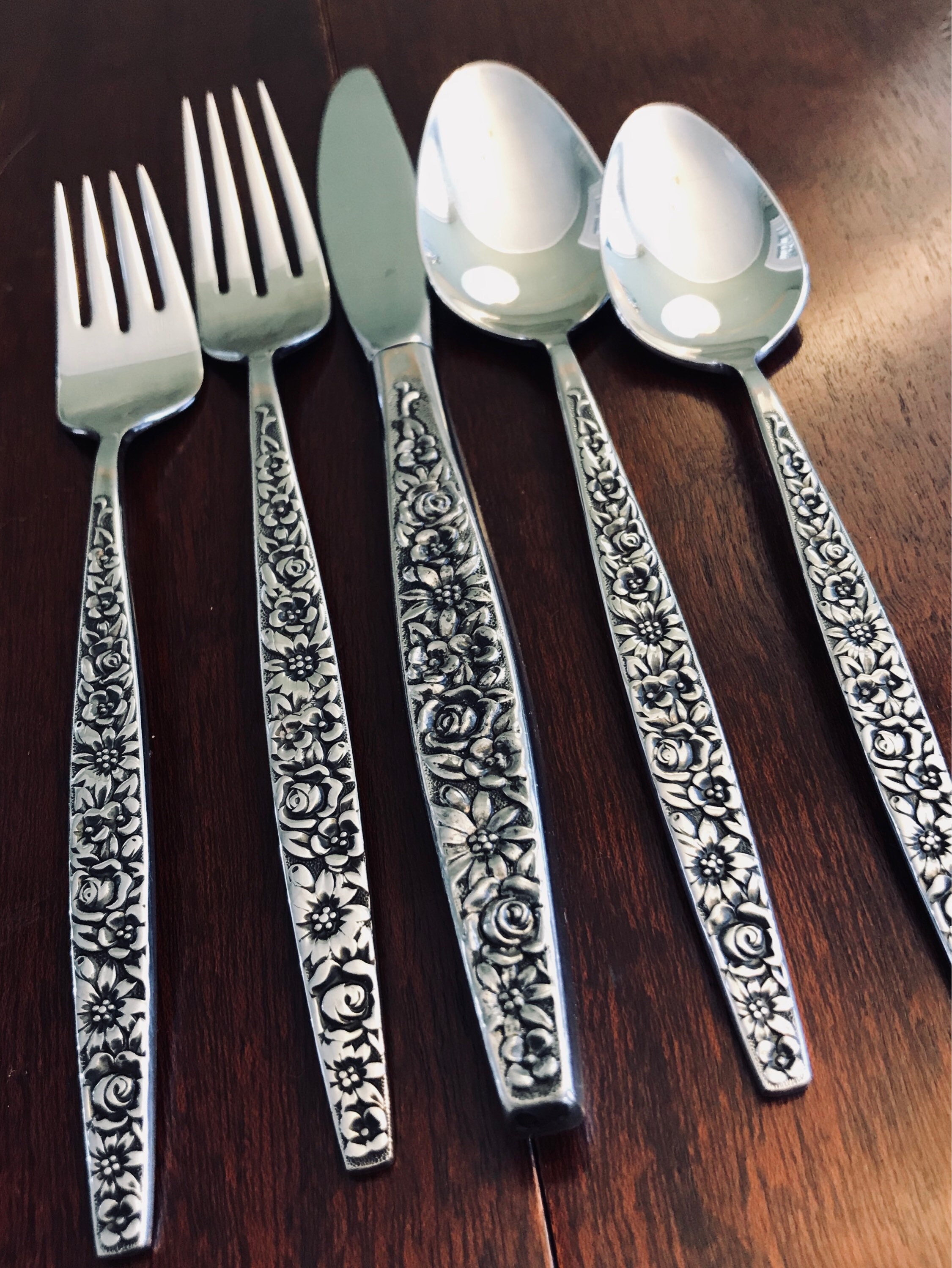 Vintage Floral Stainless Flatware, by International Silver Co