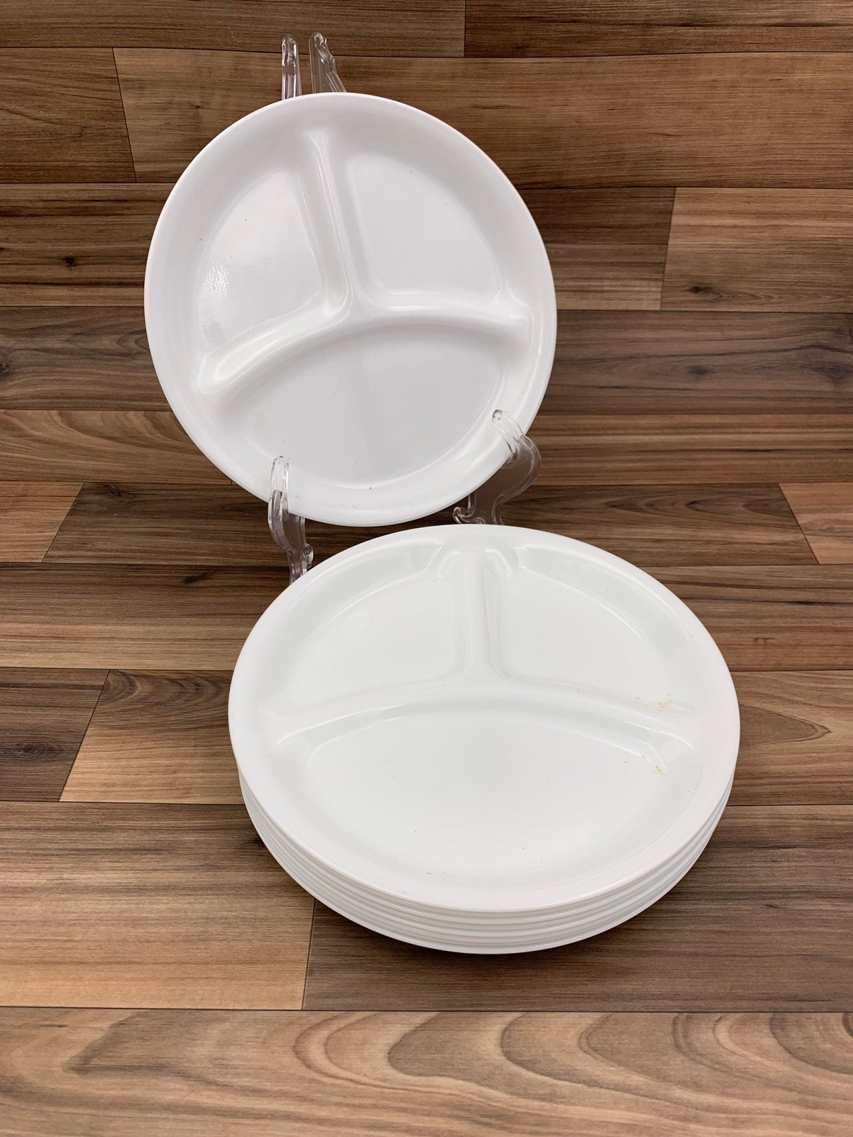Vintage Corelle divided Plate set, Small Corelle White plates, Vintage Trailer Camping Glamping