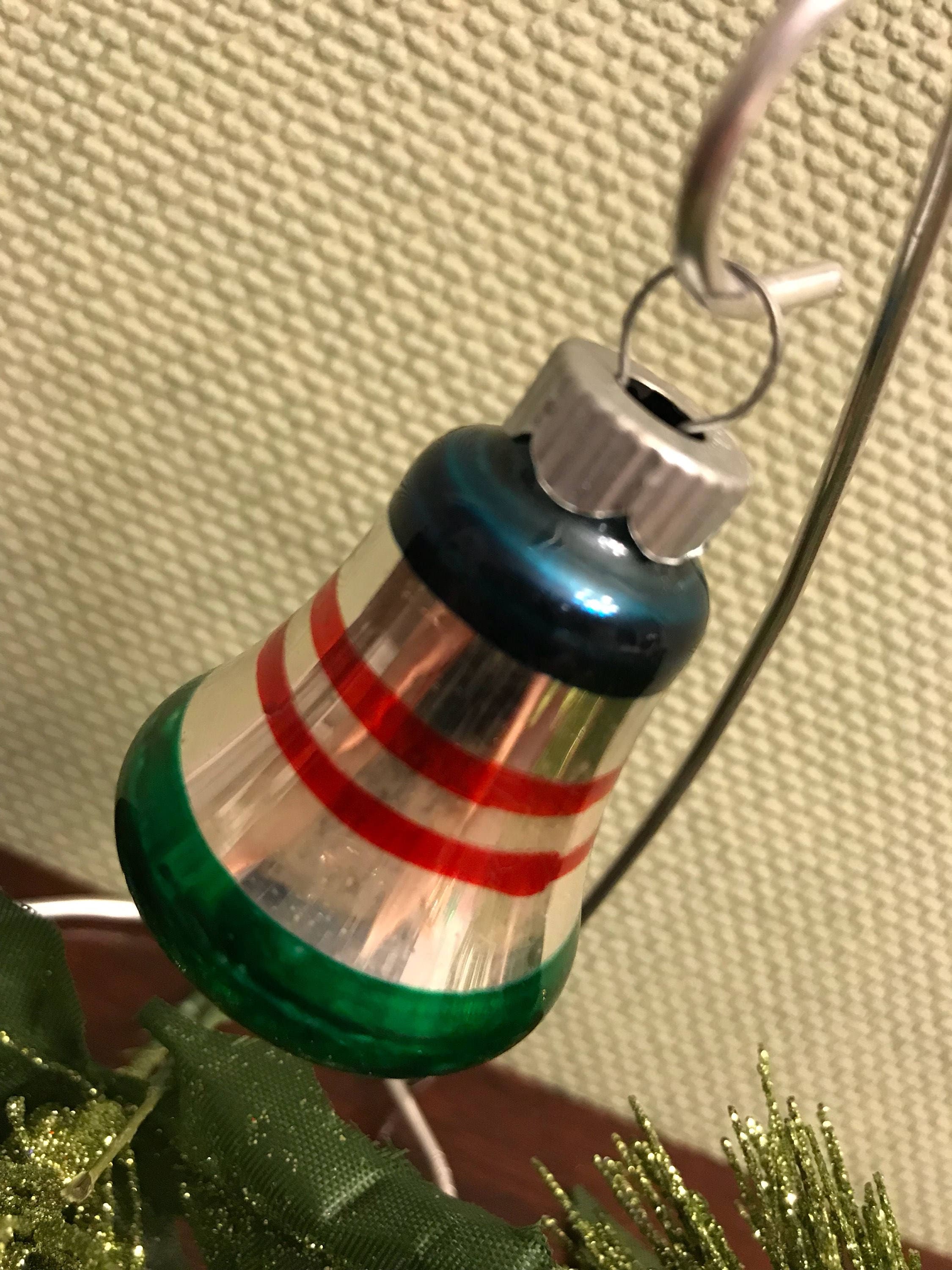 Vintage Shiny Brite Bell Ornaments, Hand Painted Mercury Glass