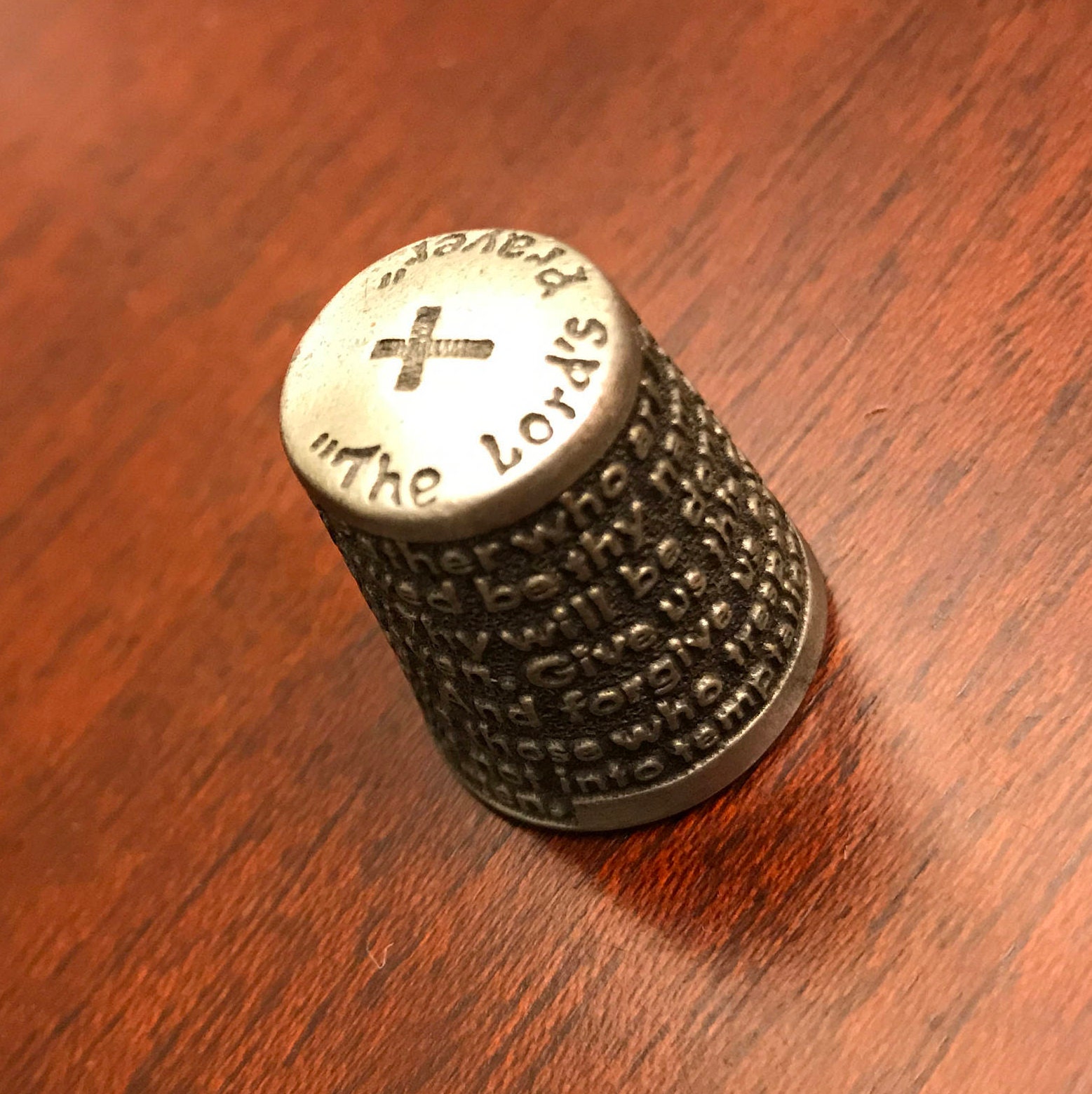Lord's Prayer Collectible Pewter Thimble, Tiny Lord's Prayer