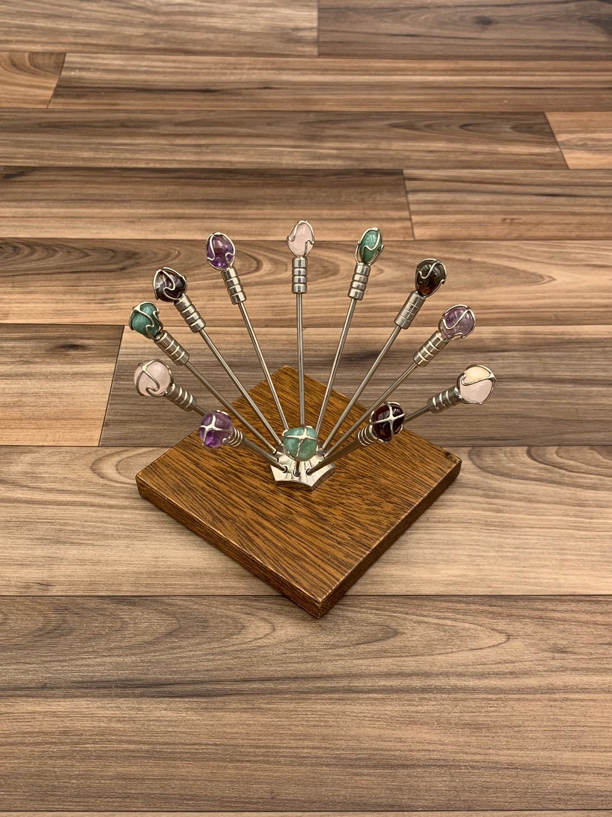Vintage Semi Precious Stones appetizer Picks, cocktail Skewers Jeweled