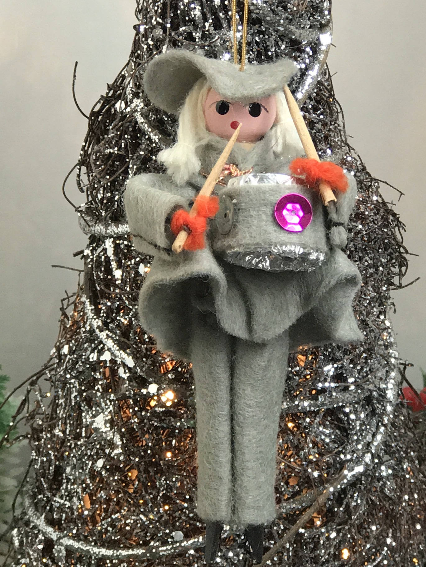 Vintage Christmas Ornament, 1960s Ornament, Drummer Christmas ornament