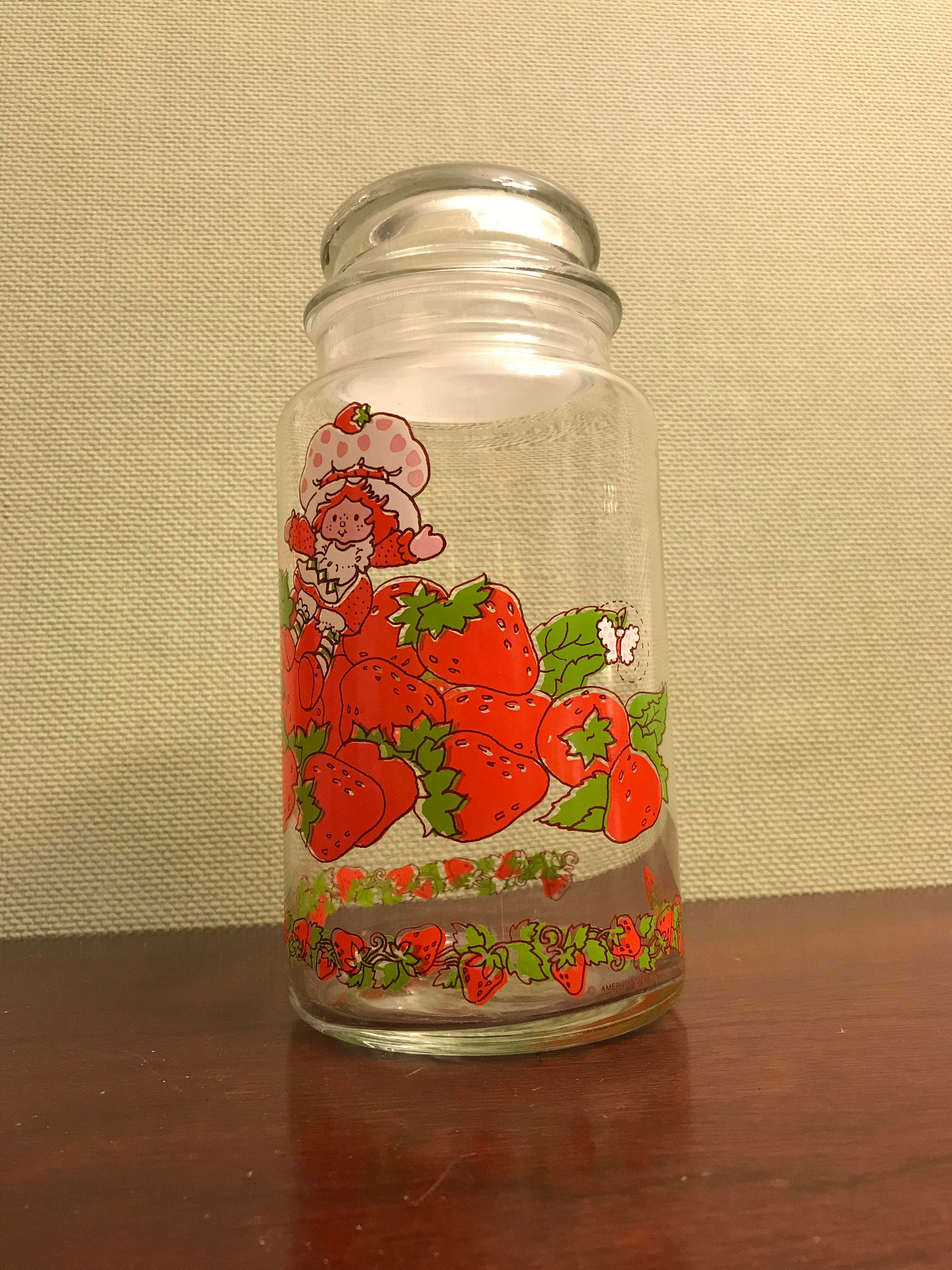 Strawberry Shortcake Large Glass Jar, Strawberry Shortcake Collectible
