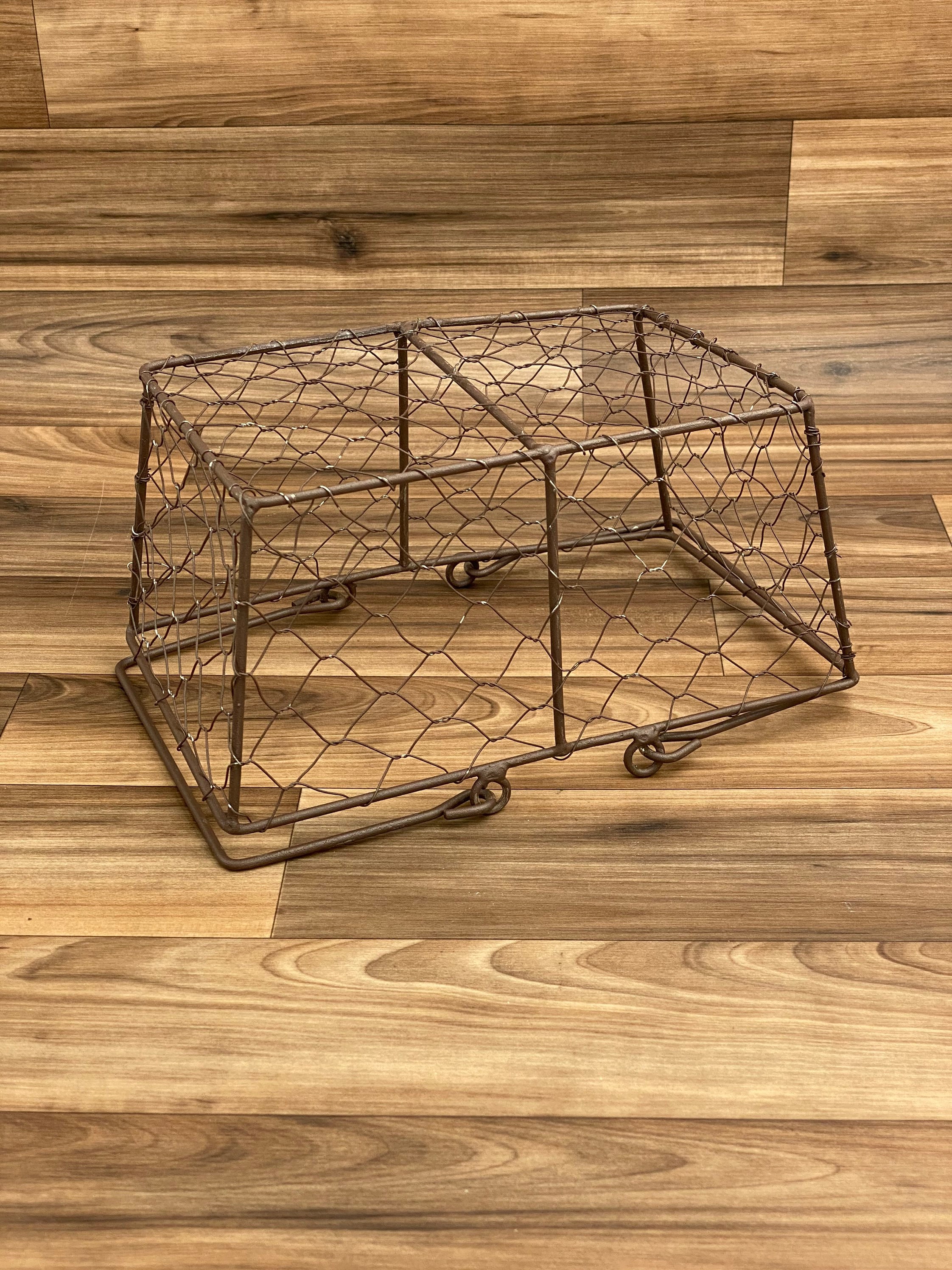 Vintage Wire Basket with handles, Chicken Wire Egg basket, Rustic