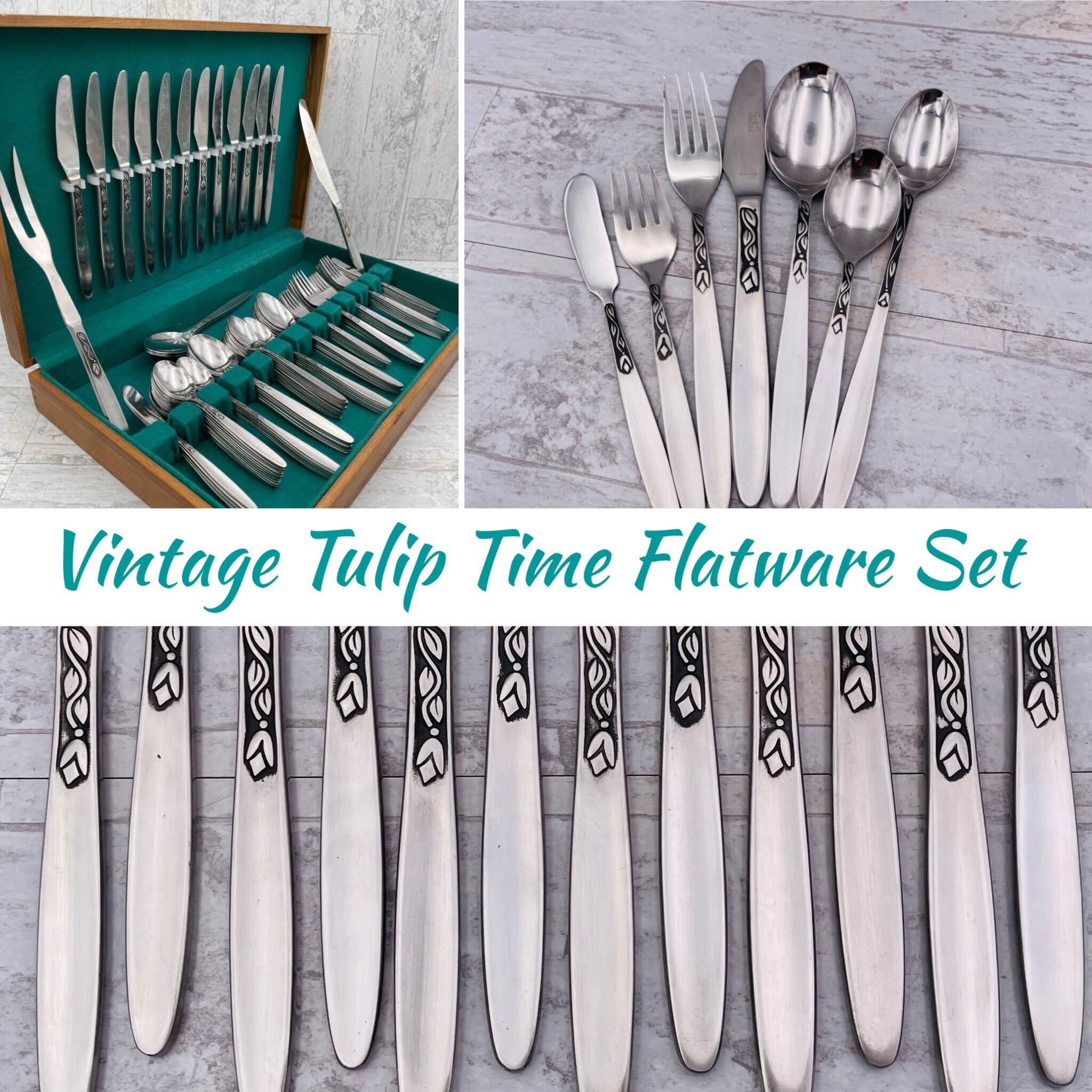Danish Modern flatware, Tulip Time by Amefa, Tulip pattern Silverware