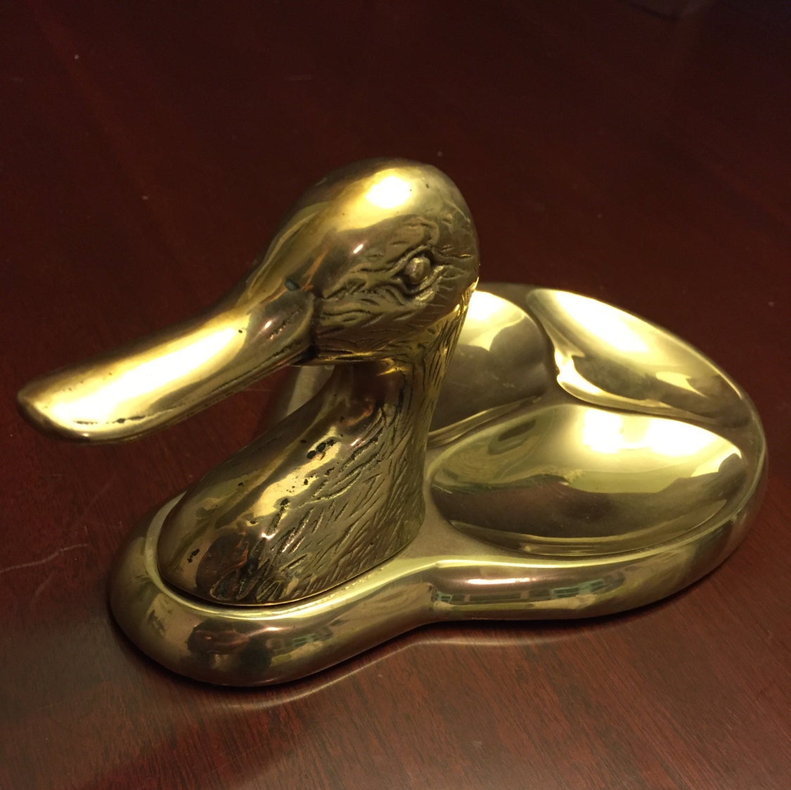 Brass Duck Trinket Dish Vintage Gift for Him Office organizer Valet