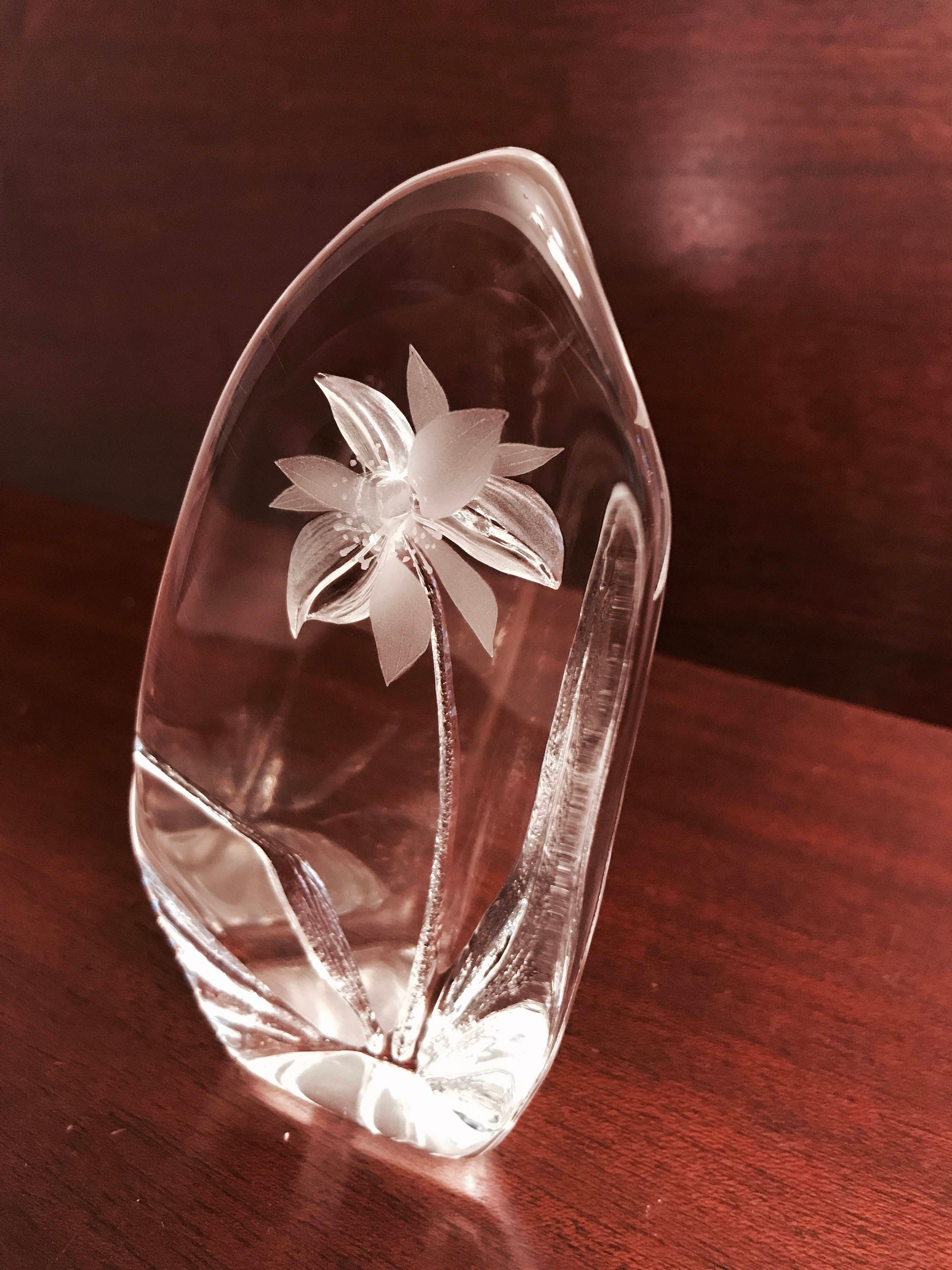 Mats Jonasson マッツジョナサン クリスタルガラス 置物 青 花 マッツ