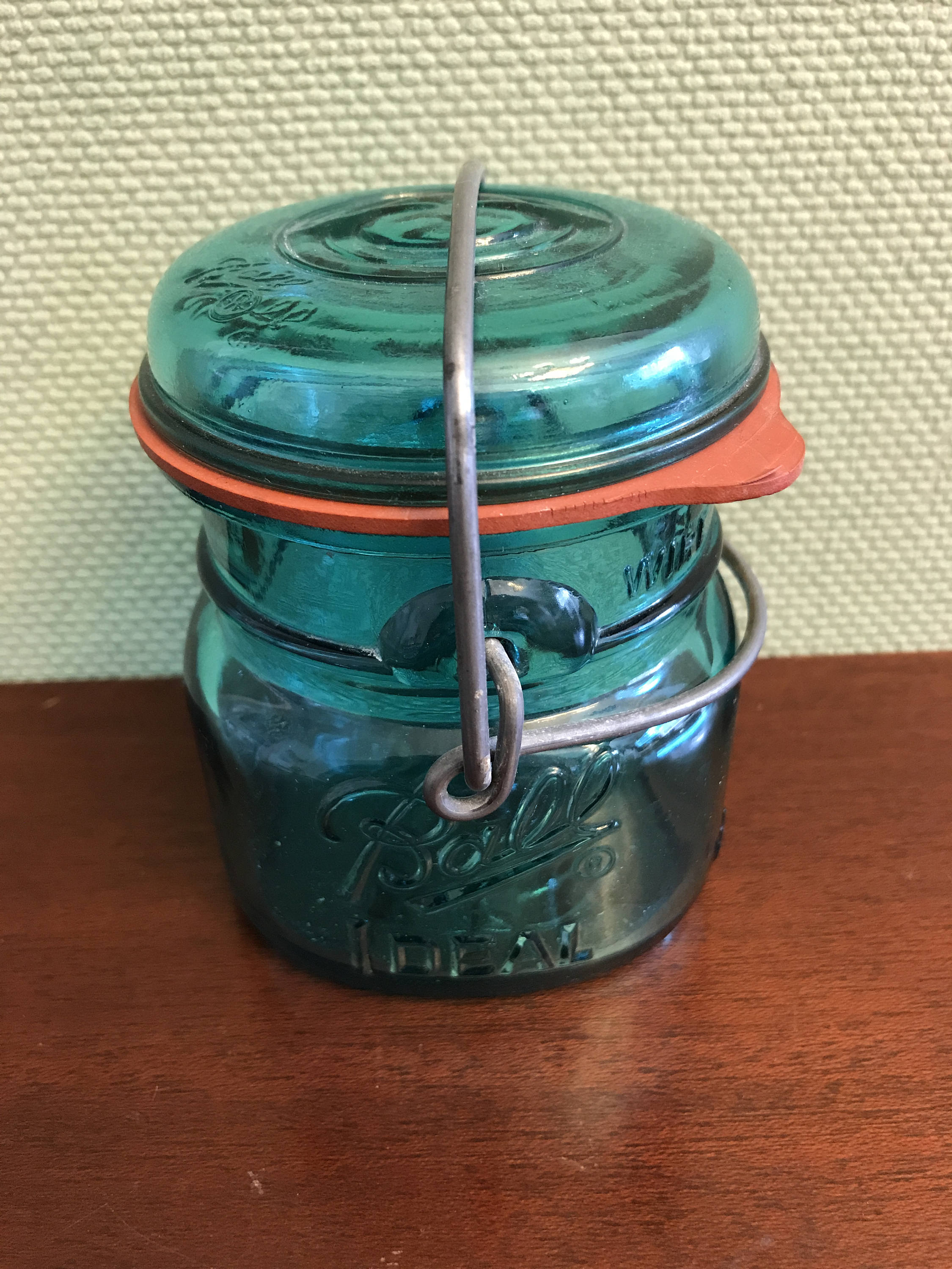 Blue Ball Jar, Vintage Ball Ideal Canning Jar, Turquoise Mason Jar