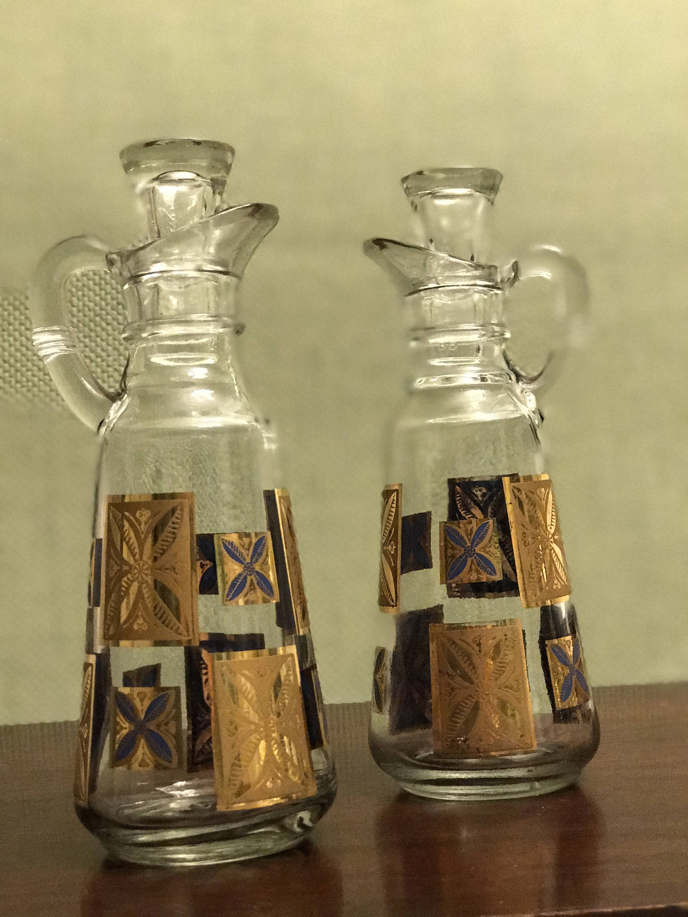 Mid Century Modern Cera Cruets, Gold Cruet Set, Rare Cera Cruet set