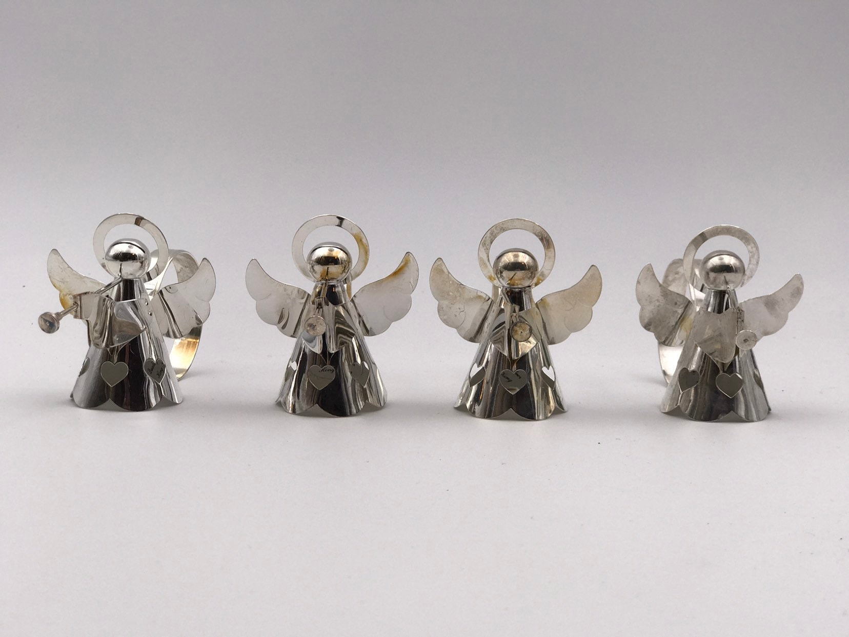 Vintage silver plated Angel napkin rings, Set of 4 Christmas Napkin