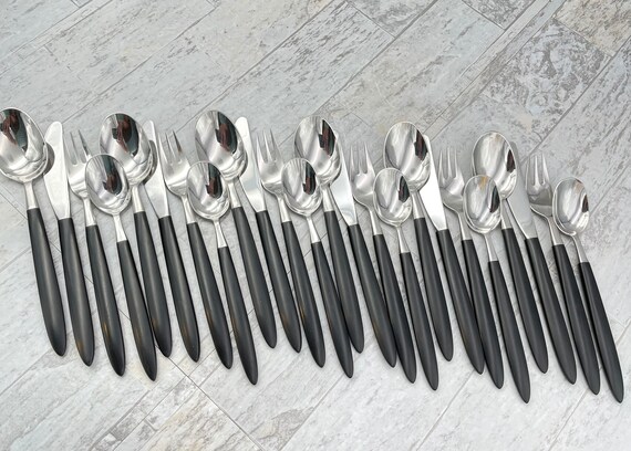 RARE Roy Blohm Designer Flatware set by Brodrene OYO Norway, service for 6, MCM silverware 1960s Vintage